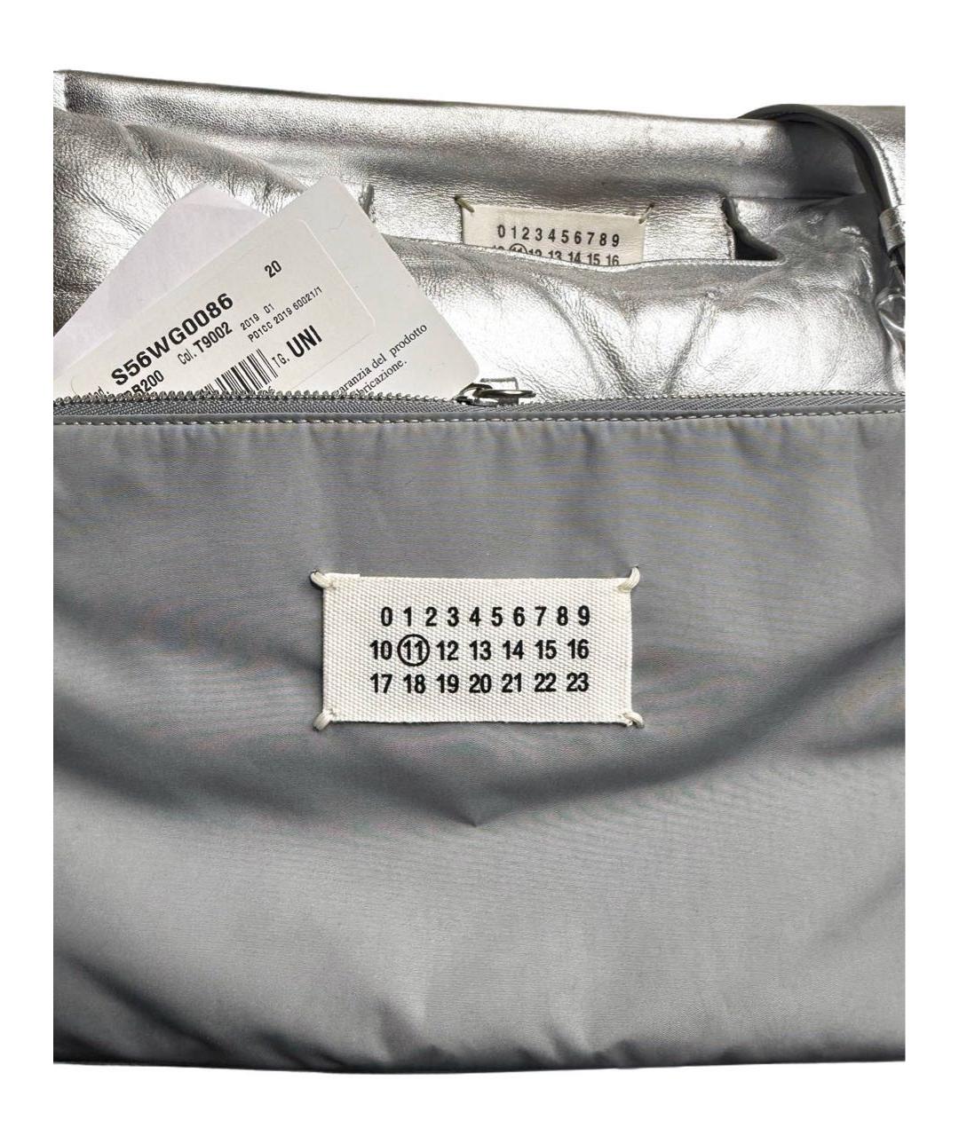 MAISON MARGIELA Серебряная кожаная сумка через плечо, фото 4