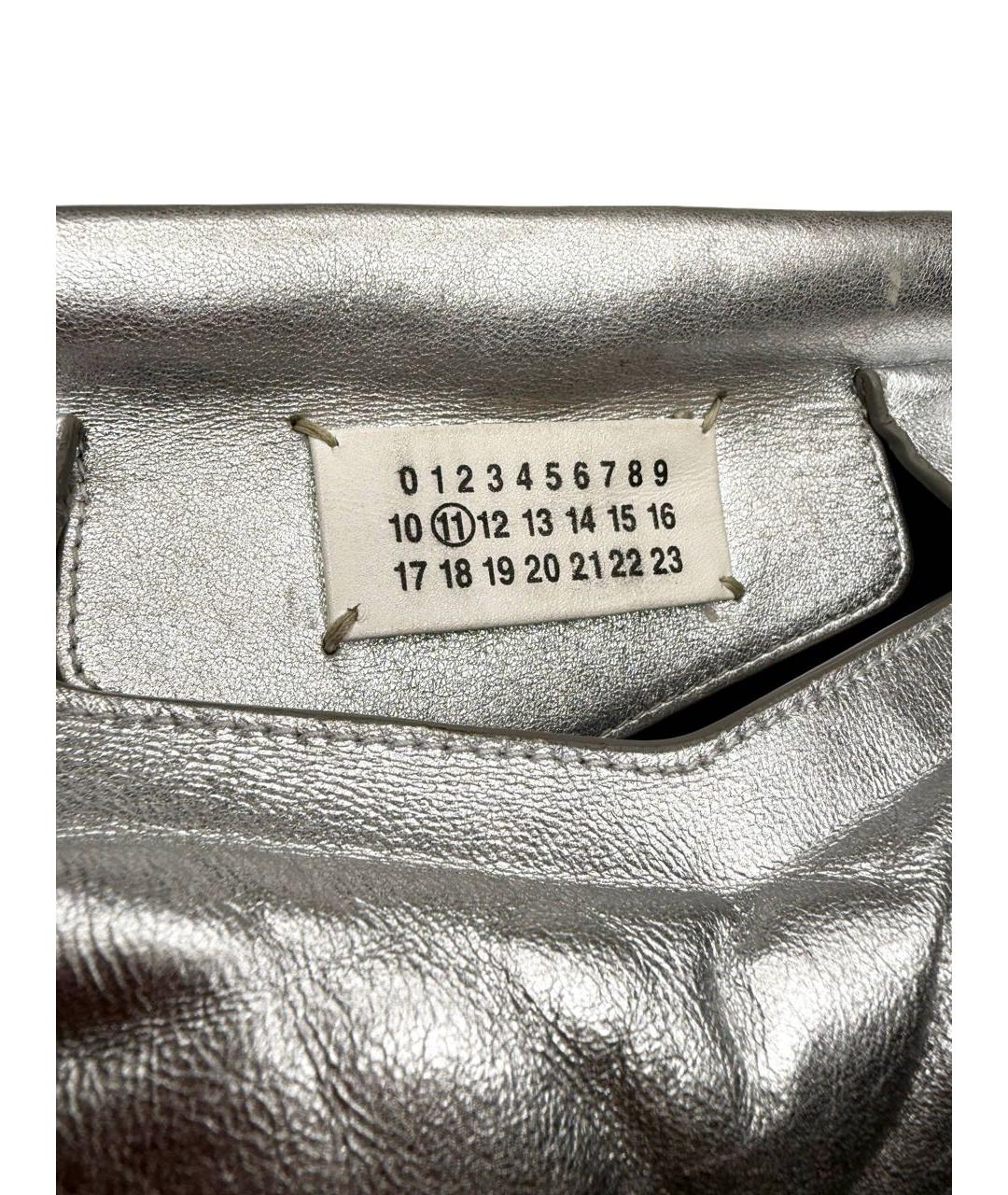 MAISON MARGIELA Серебряная кожаная сумка через плечо, фото 7