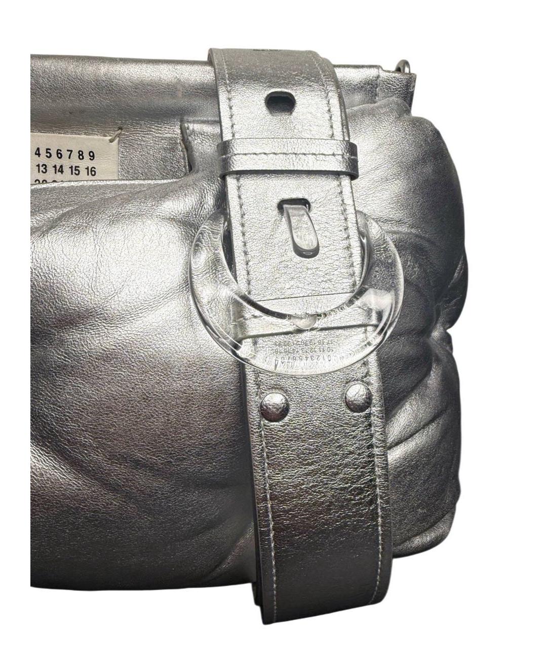 MAISON MARGIELA Серебряная кожаная сумка через плечо, фото 5