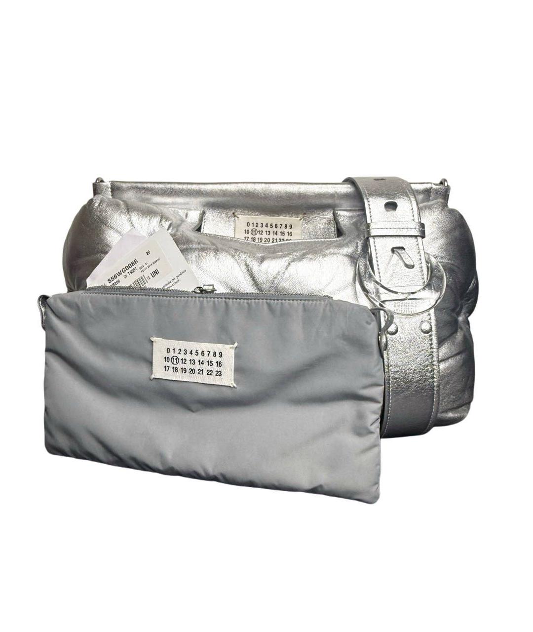 MAISON MARGIELA Серебряная кожаная сумка через плечо, фото 3
