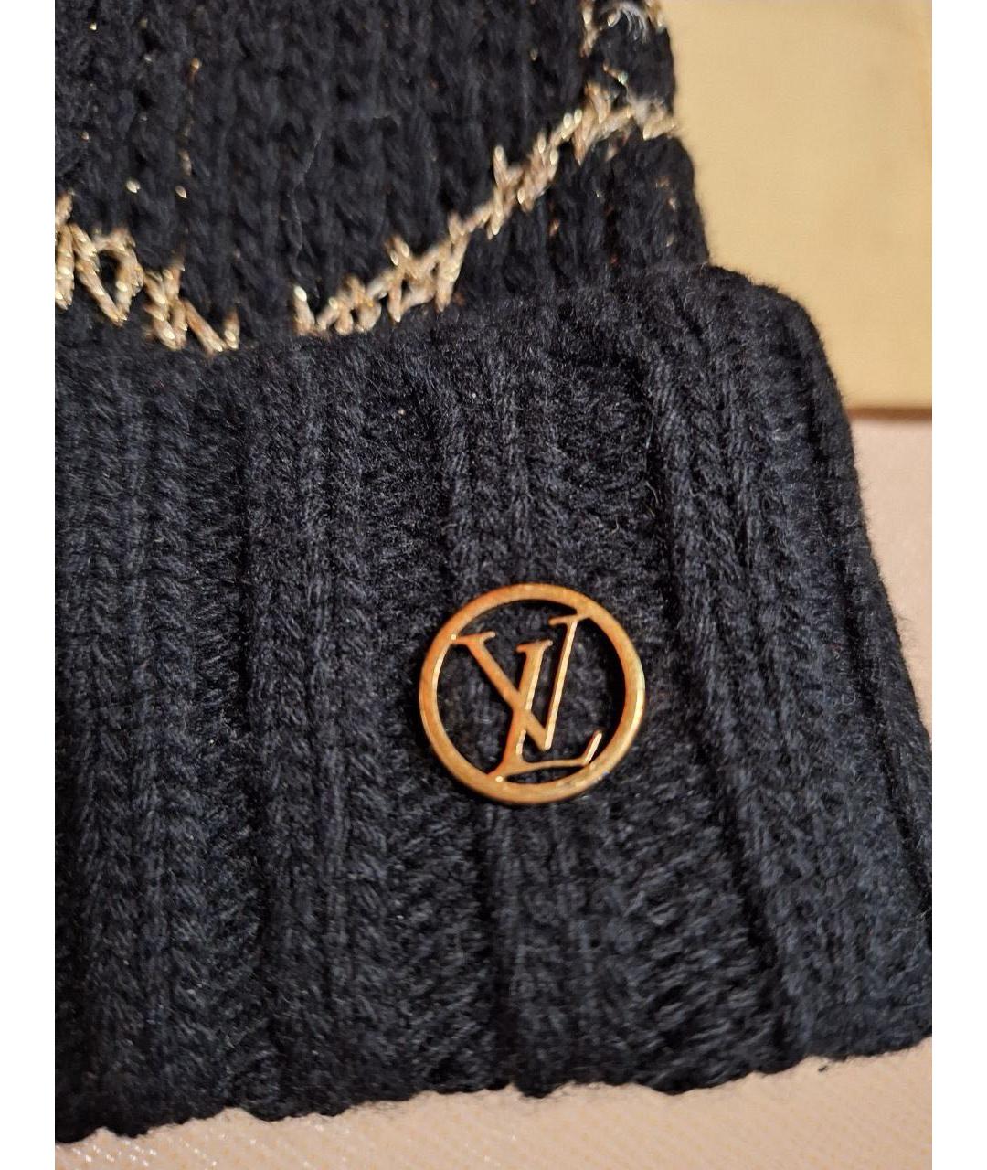LOUIS VUITTON Черная шерстяная шапка, фото 2