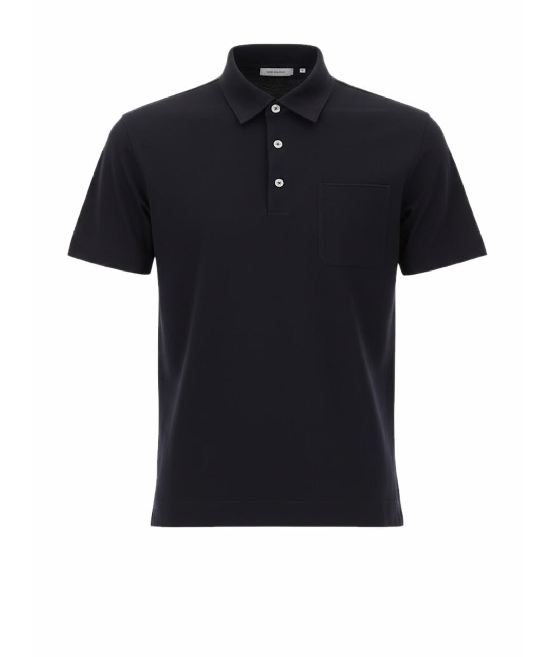 ZEGNA Синее хлопковое поло с коротким рукавом, фото 1