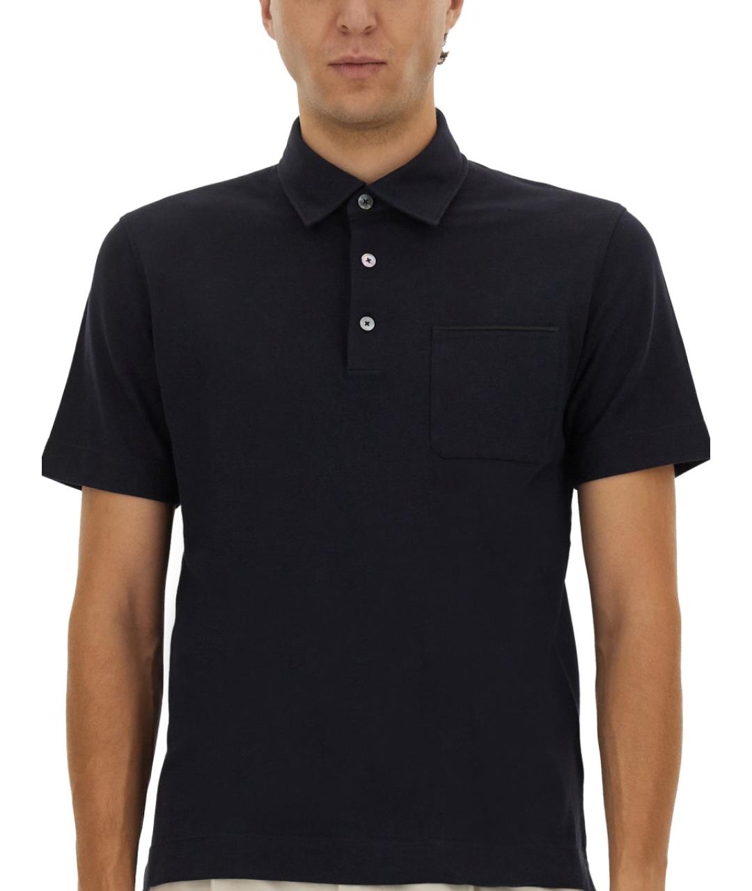 ZEGNA Синее хлопковое поло с коротким рукавом, фото 4