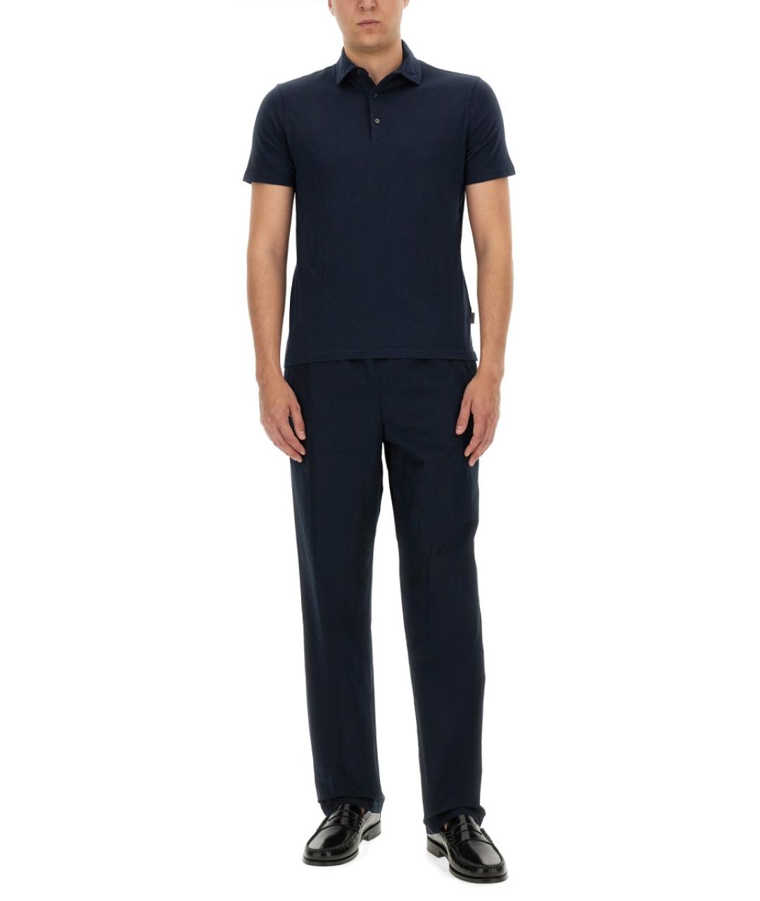 ASPESI Синее хлопковое поло с коротким рукавом, фото 3