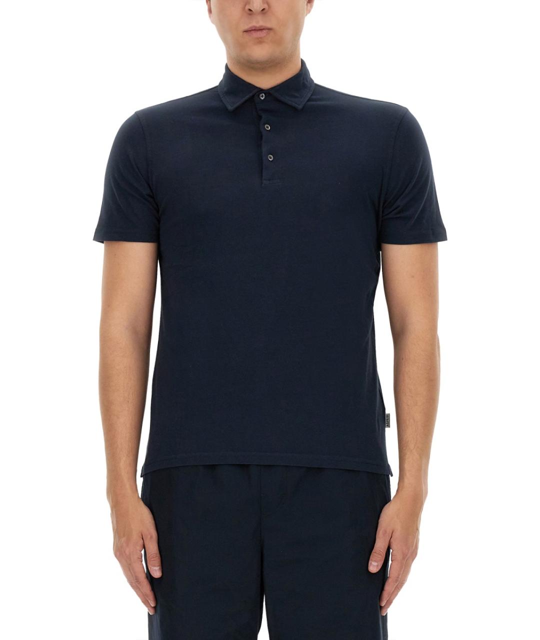 ASPESI Синее хлопковое поло с коротким рукавом, фото 2