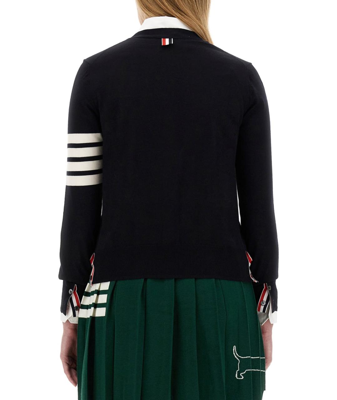 THOM BROWNE Темно-синий шерстяной кардиган, фото 5