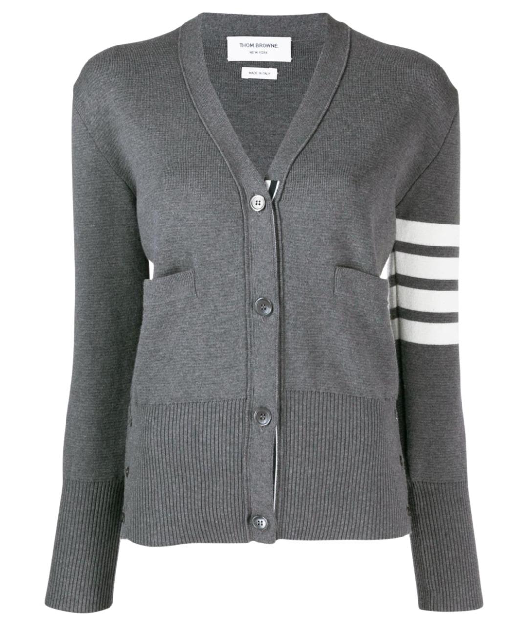 THOM BROWNE Серый хлопковый кардиган, фото 1