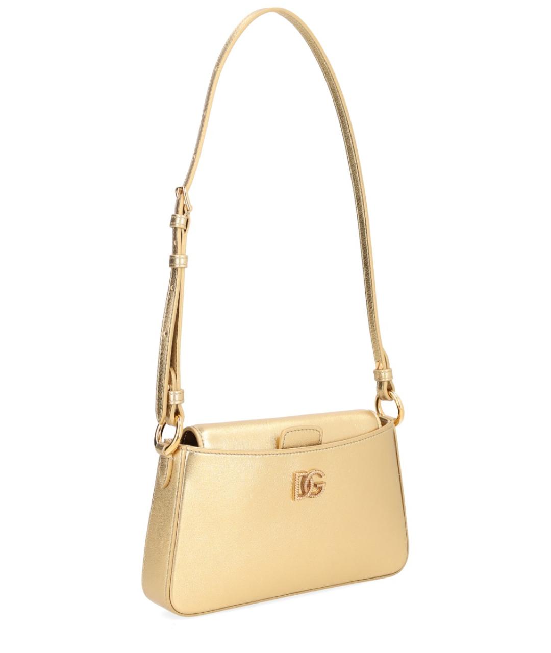 DOLCE&GABBANA Золотая кожаная сумка через плечо, фото 2