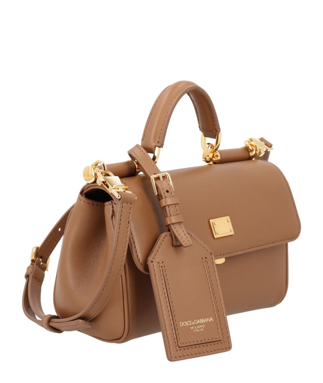 DOLCE&GABBANA Бежевая кожаная сумка тоут, фото 2