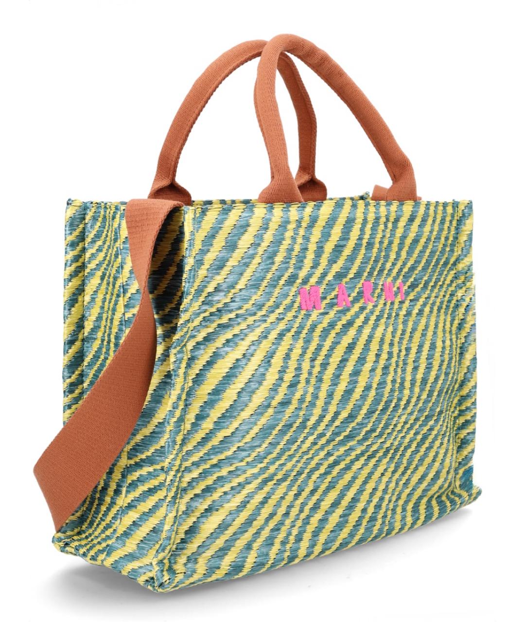 MARNI Зеленая синтетическая сумка тоут, фото 2