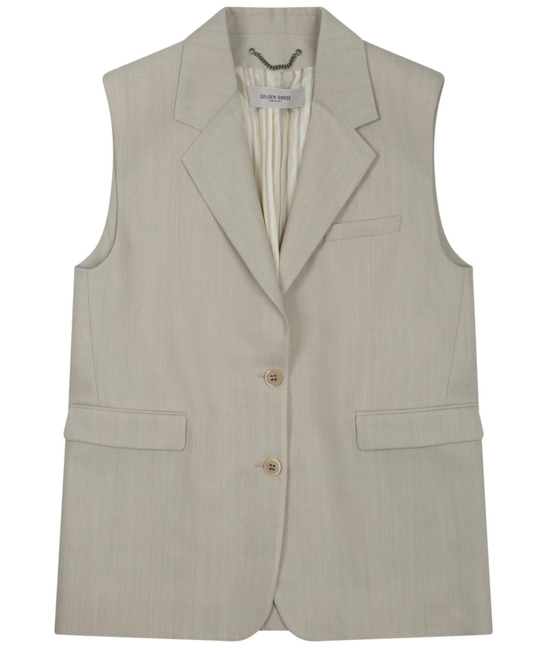 GOLDEN GOOSE DELUXE BRAND Бежевый шерстяной жилет, фото 1