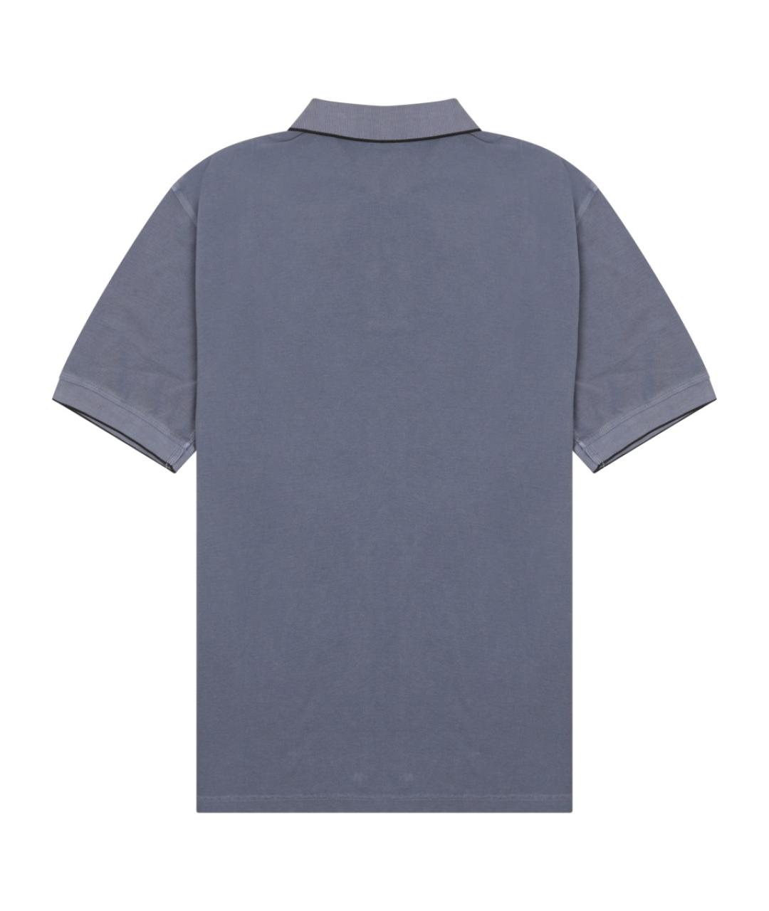 HERNO Синее хлопковое поло с коротким рукавом, фото 2