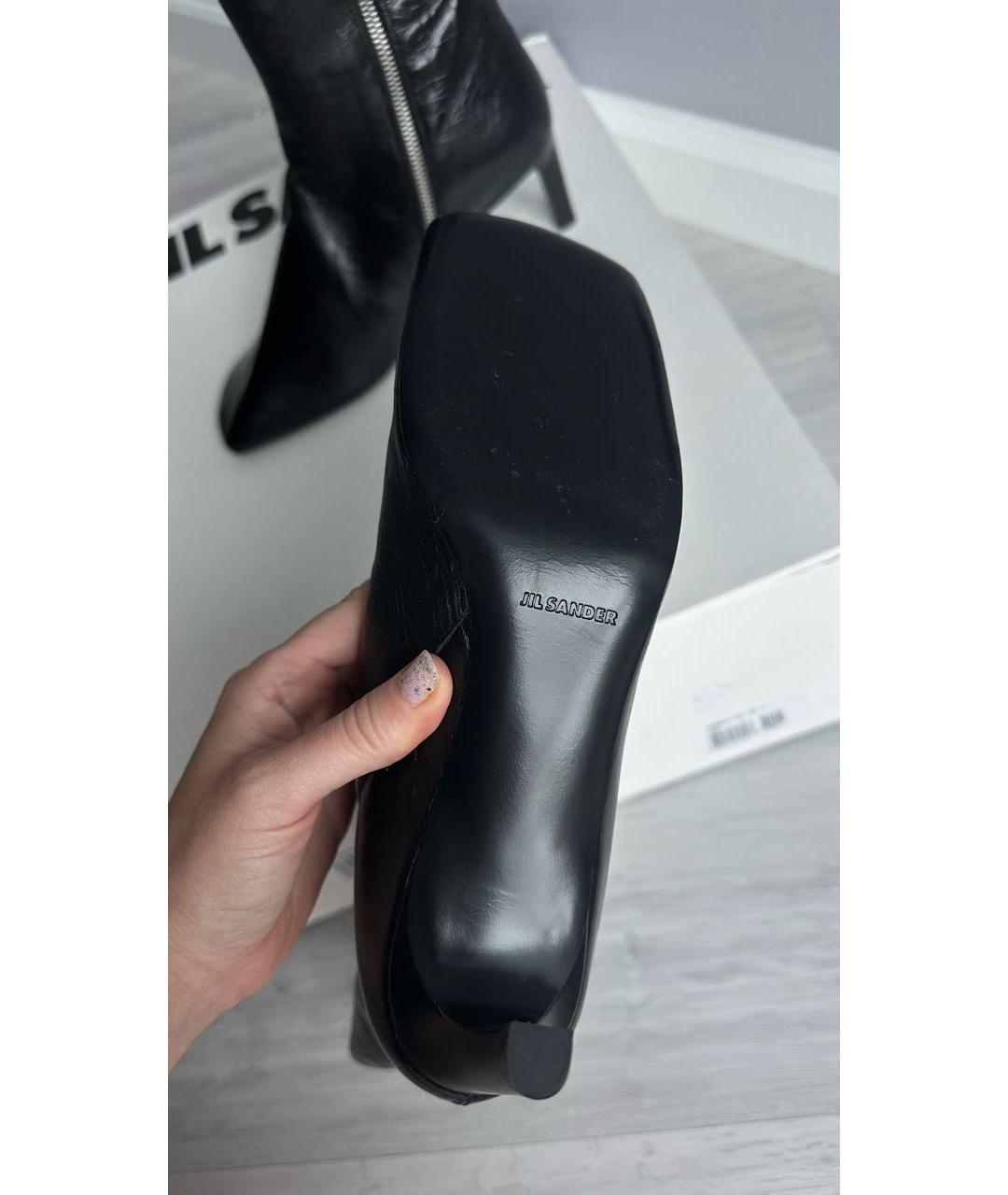 JIL SANDER Черные кожаные ботильоны, фото 5