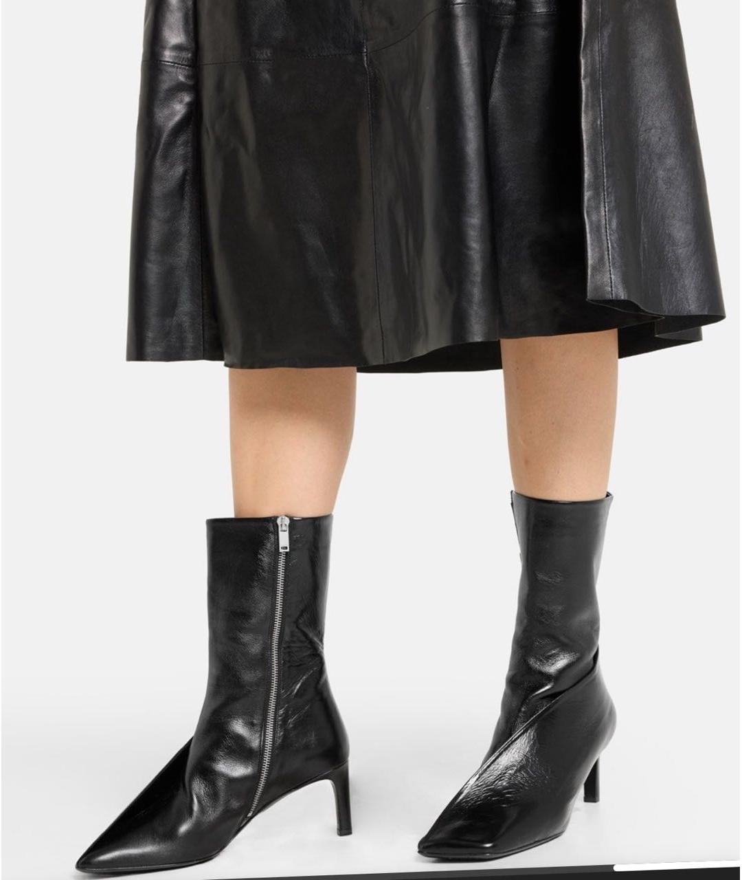 JIL SANDER Черные кожаные ботильоны, фото 3