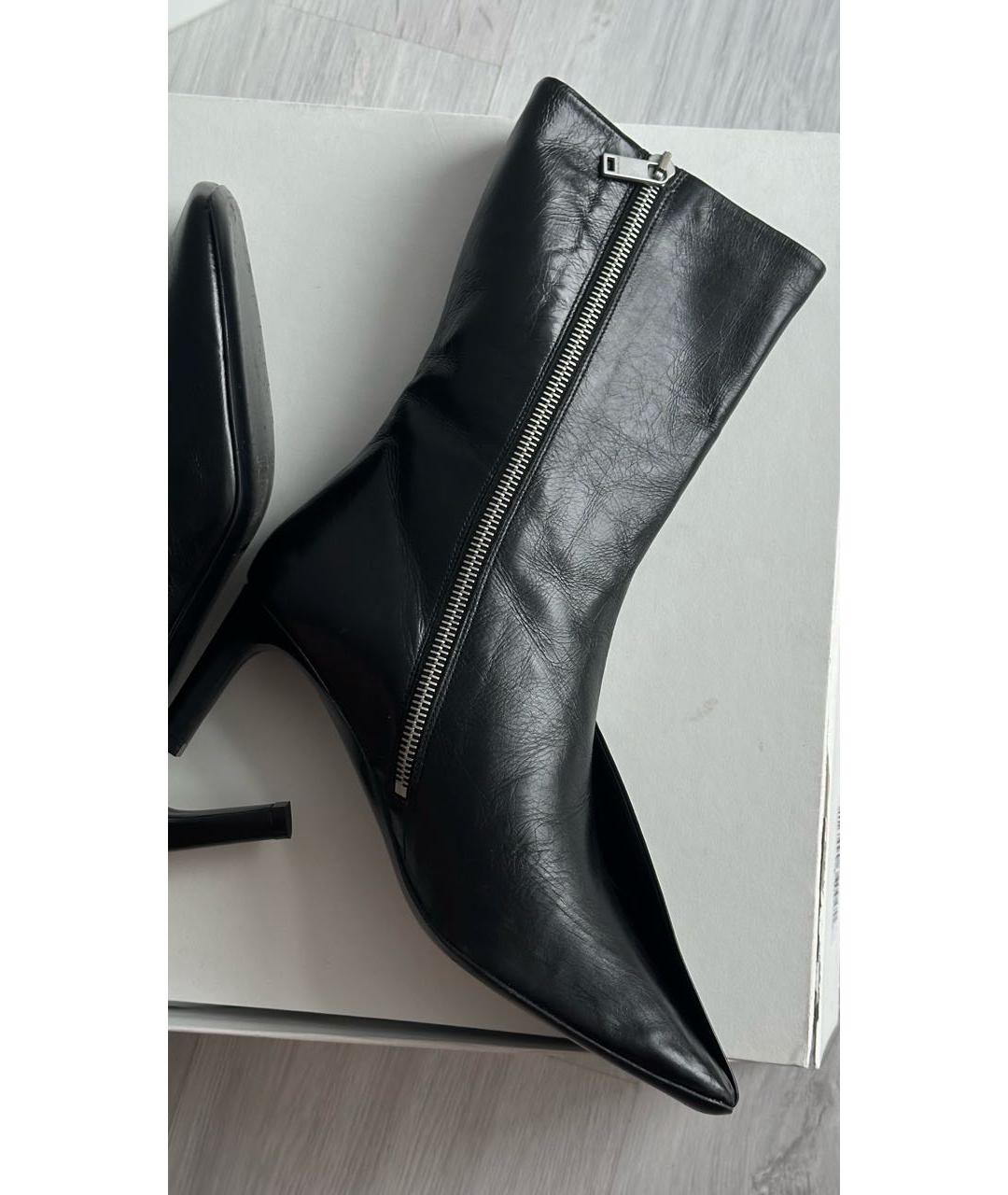 JIL SANDER Черные кожаные ботильоны, фото 9