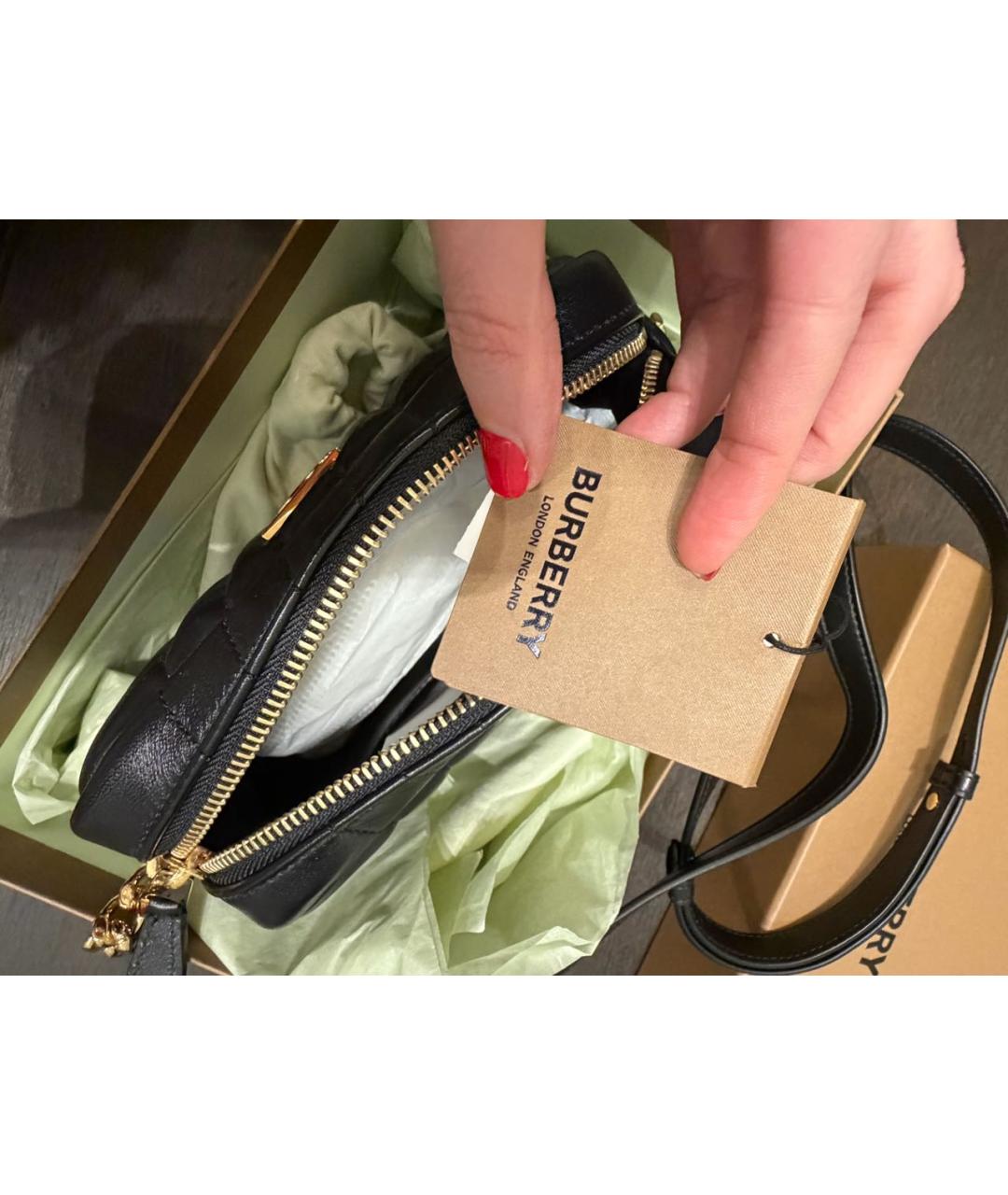 BURBERRY Черная кожаная сумка через плечо, фото 4