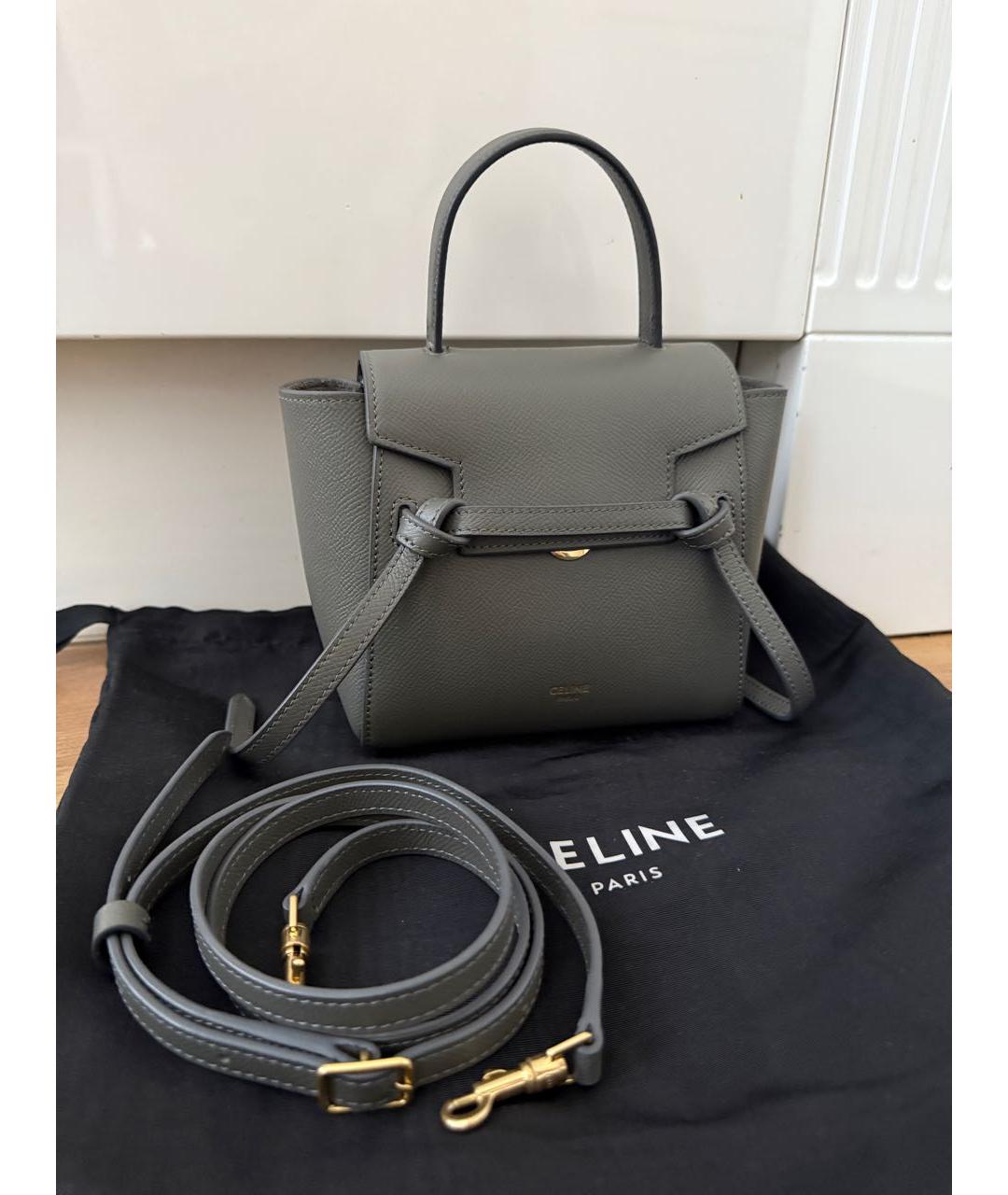 CELINE Серая кожаная сумка через плечо, фото 2