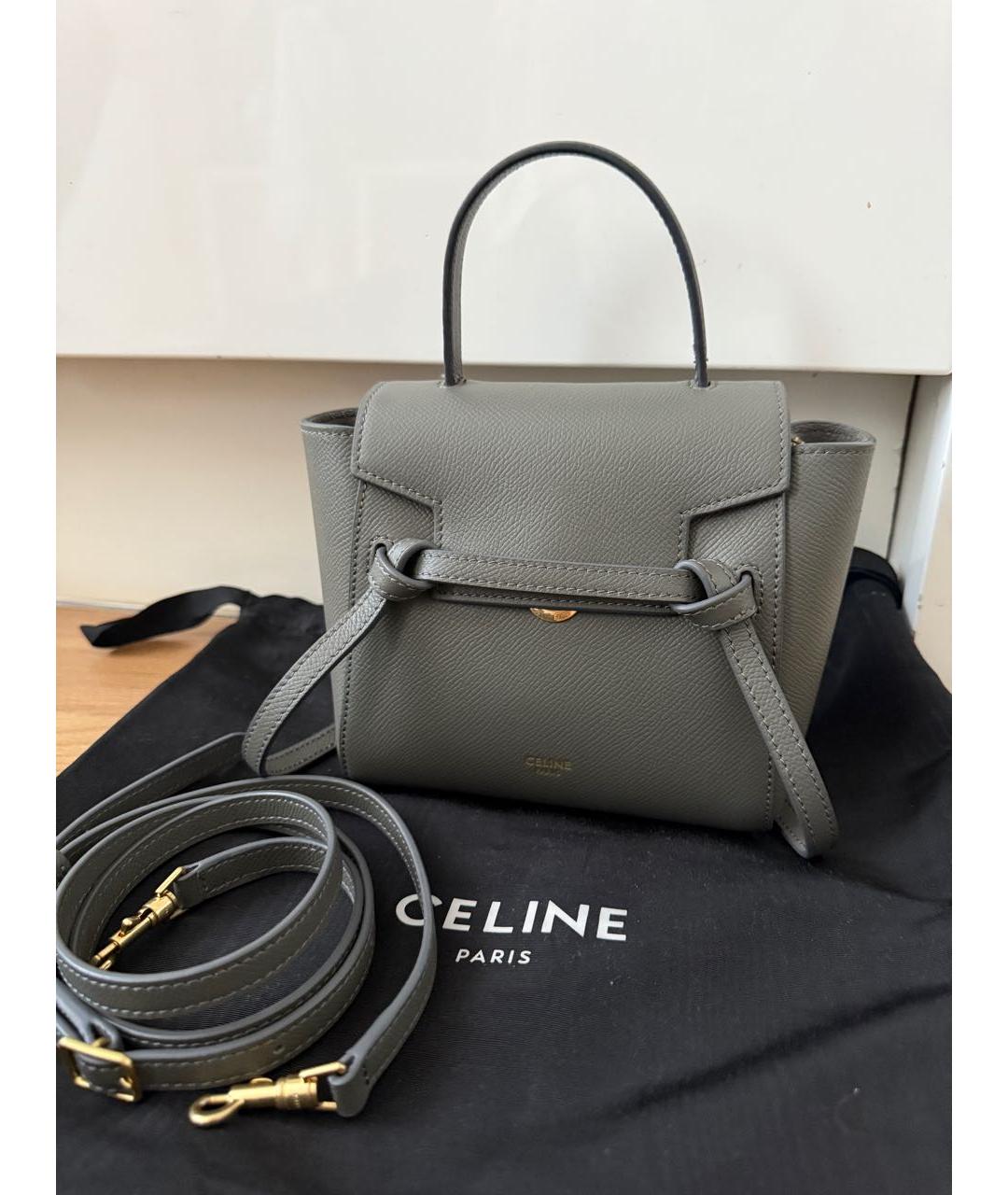 CELINE Серая кожаная сумка через плечо, фото 8