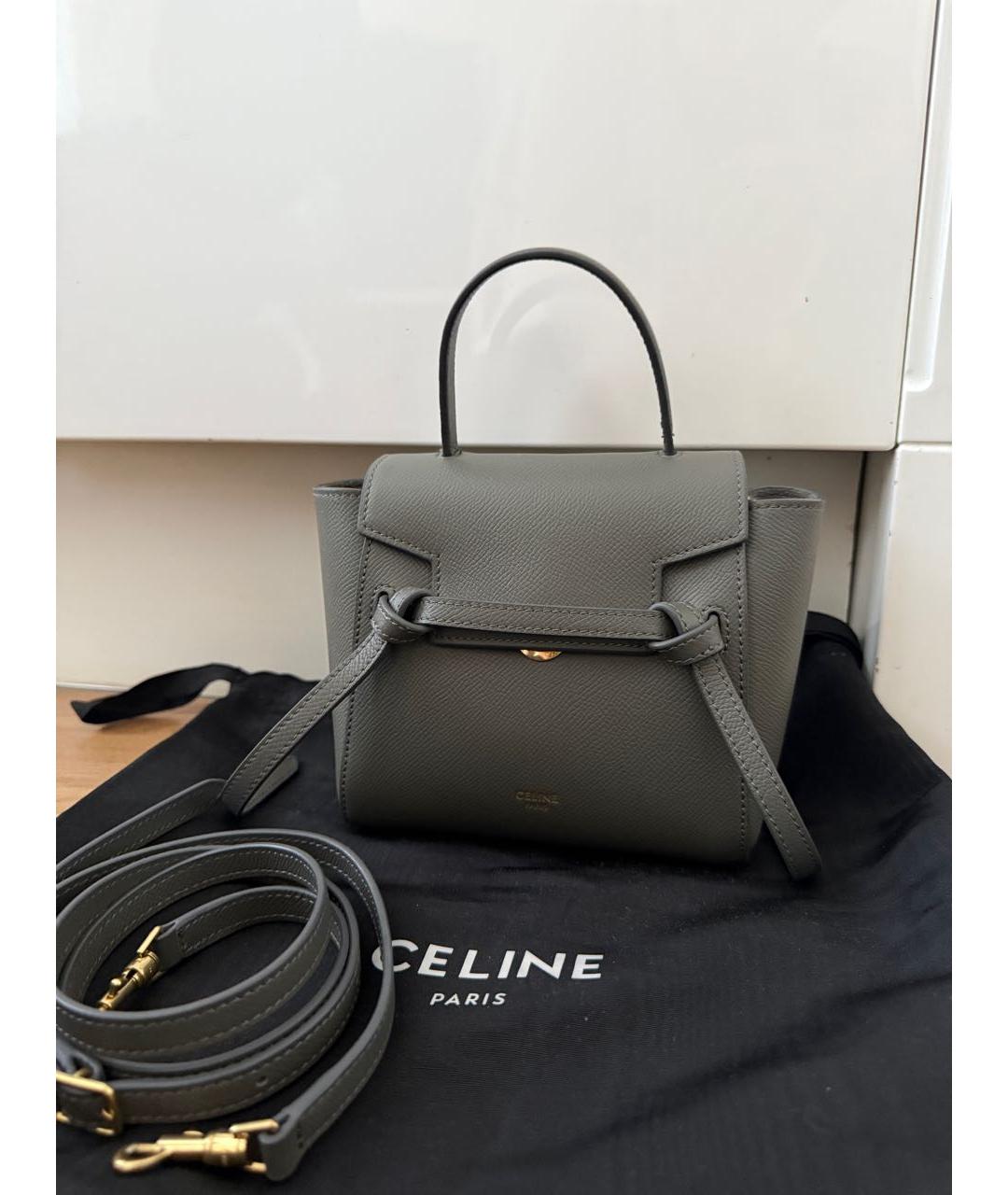 CELINE Серая кожаная сумка через плечо, фото 7