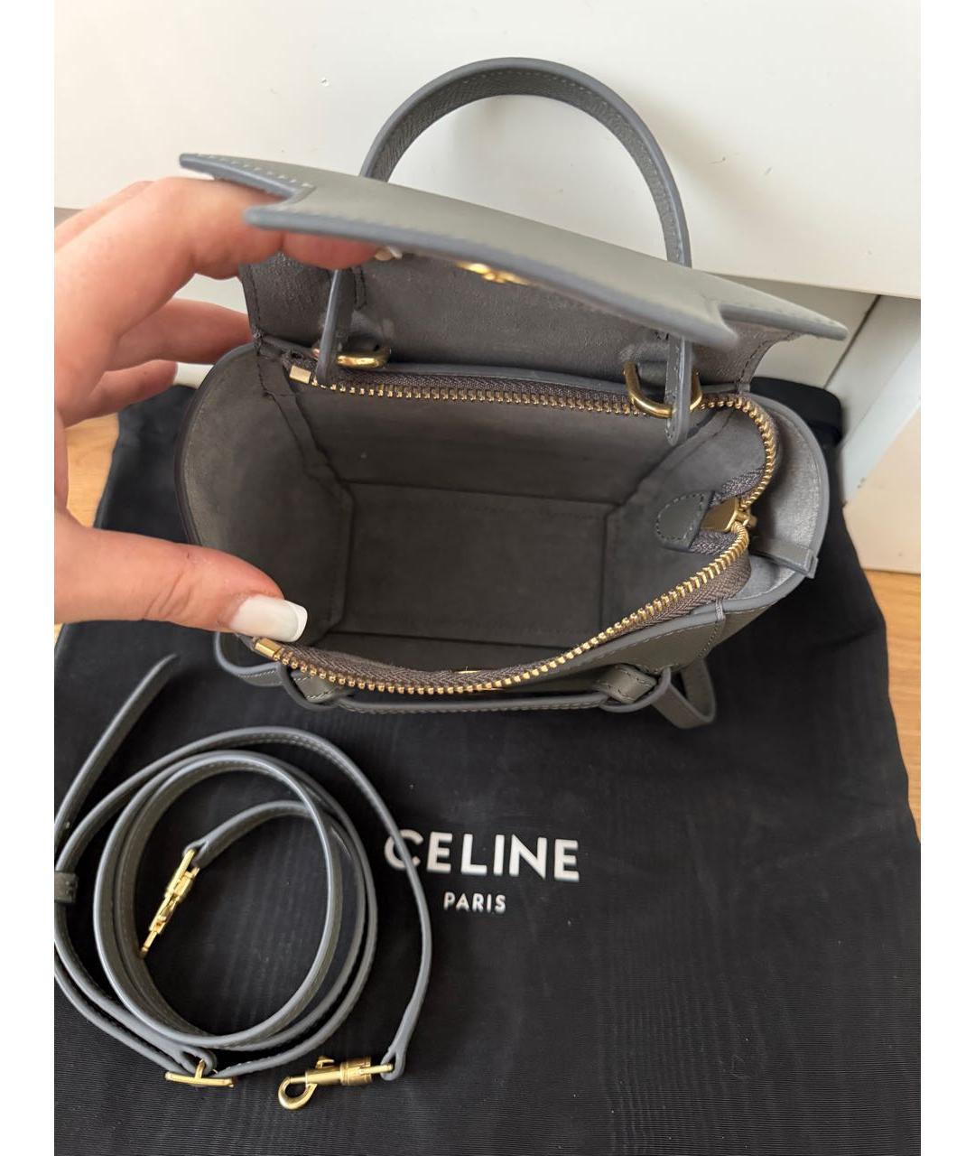 CELINE Серая кожаная сумка через плечо, фото 4