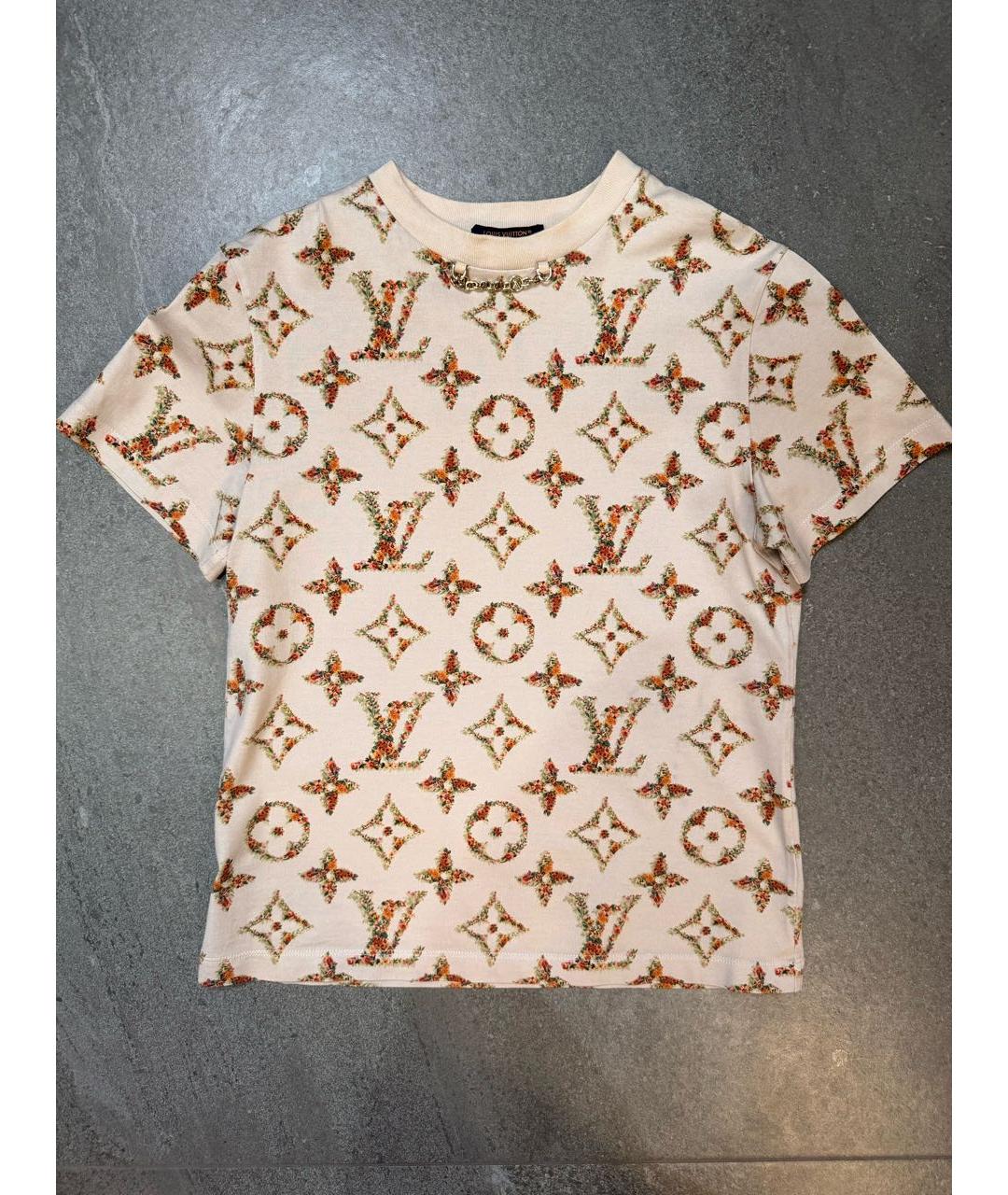 LOUIS VUITTON Бежевая хлопковая футболка, фото 9