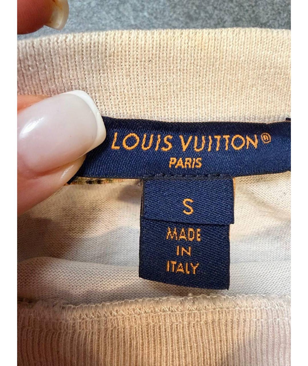 LOUIS VUITTON Бежевая хлопковая футболка, фото 3