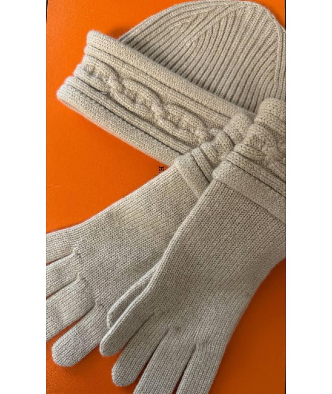 HERMES Бежевая кашемировая шапка, фото 4