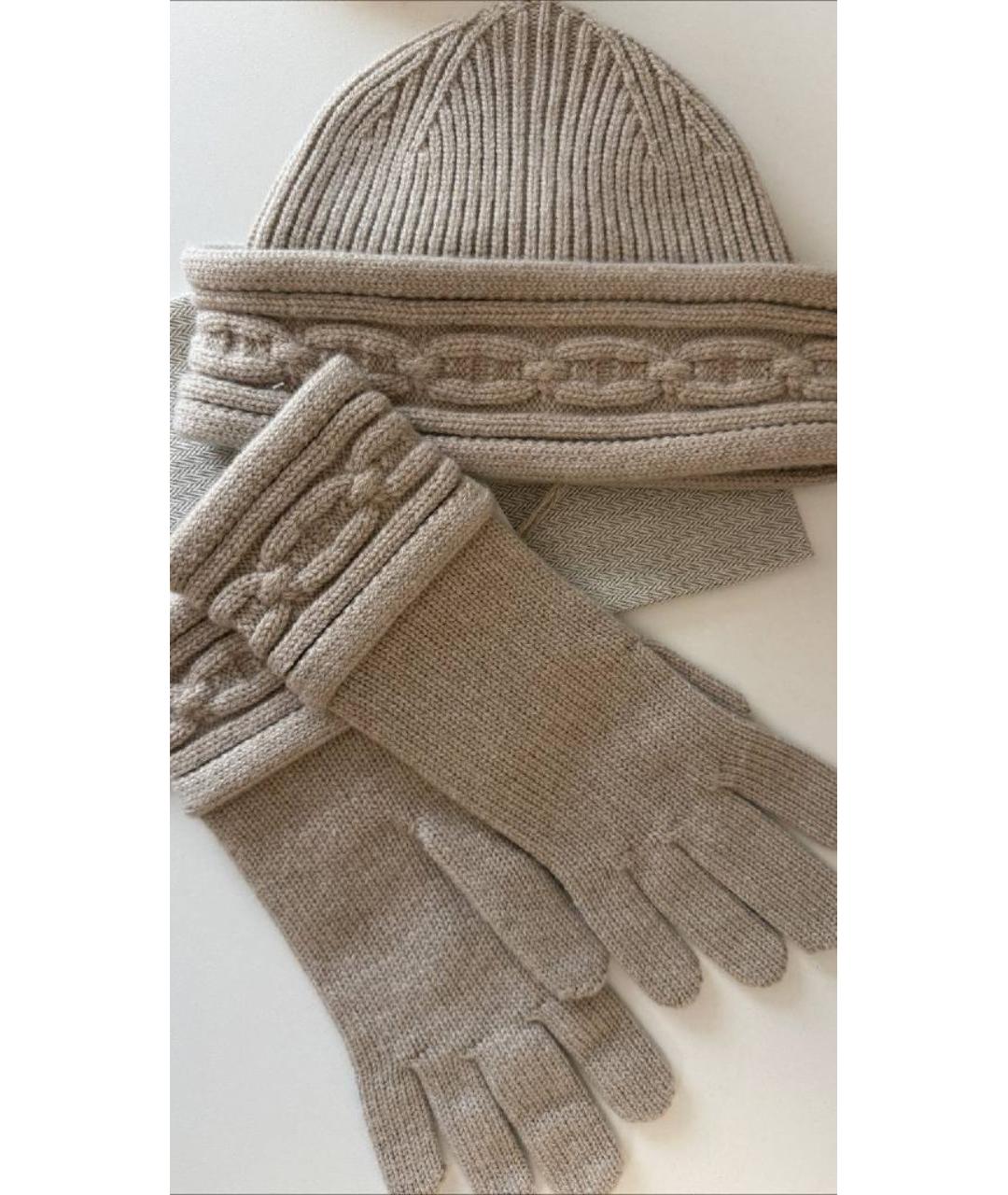 HERMES Бежевые кашемировые перчатки, фото 2