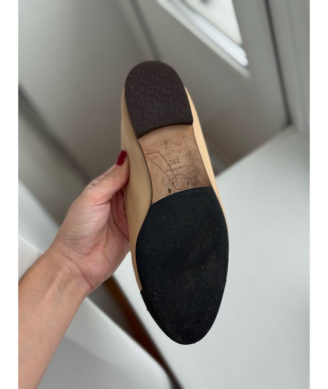 CHANEL Бежевые кожаные балетки, фото 7