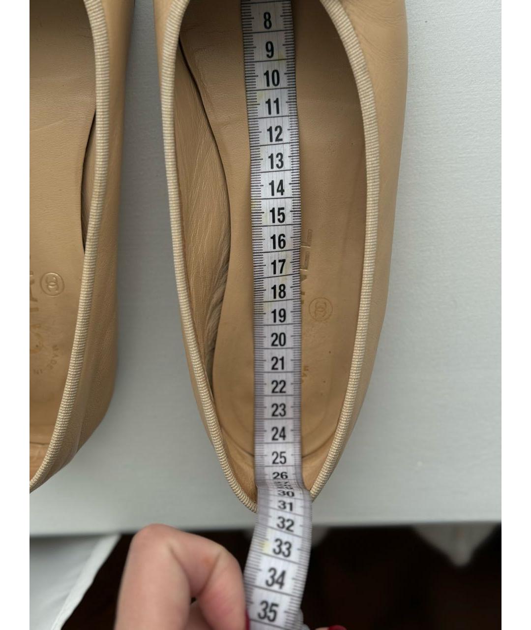 CHANEL Бежевые кожаные балетки, фото 5