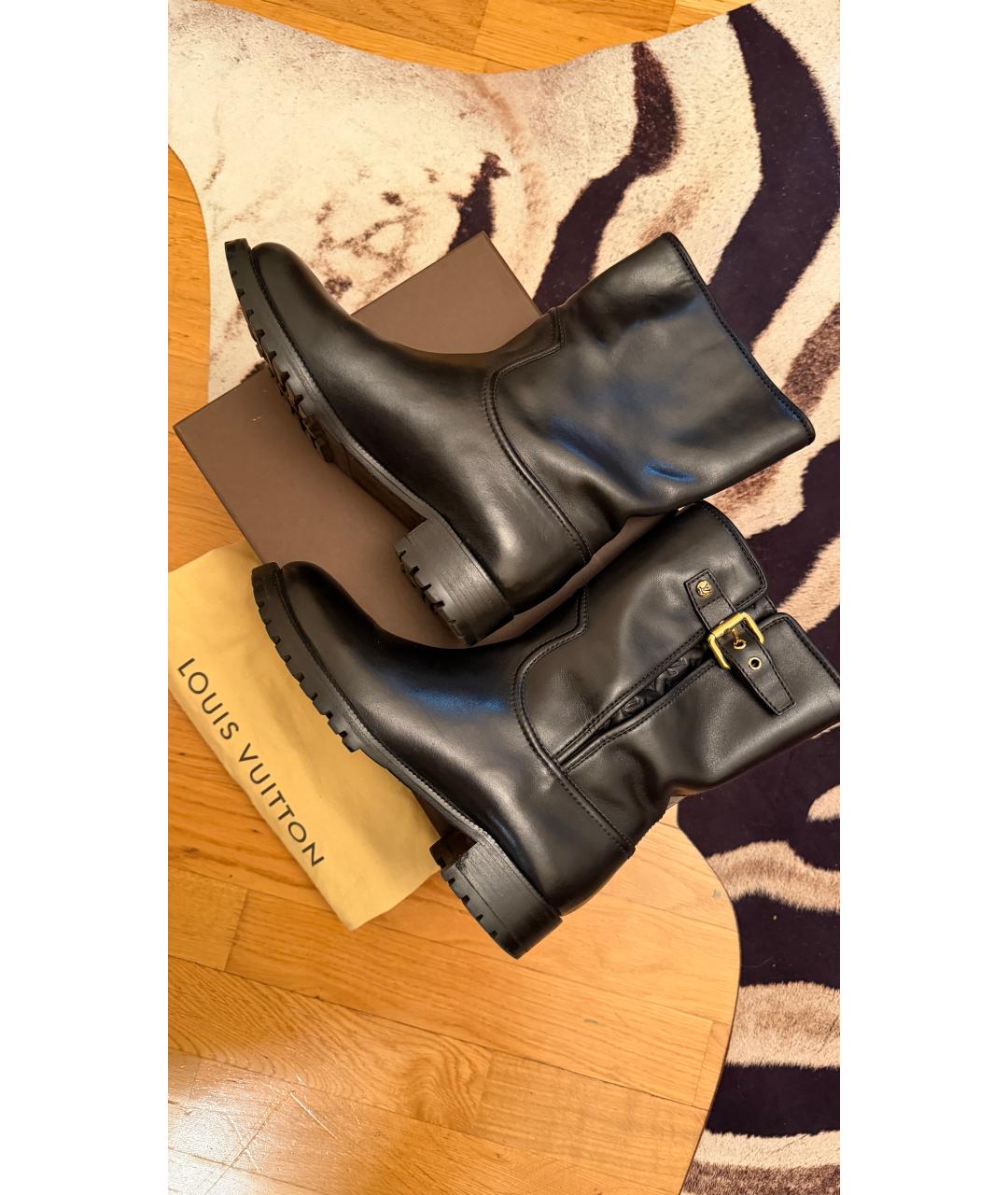 LOUIS VUITTON Черные кожаные полусапоги, фото 4