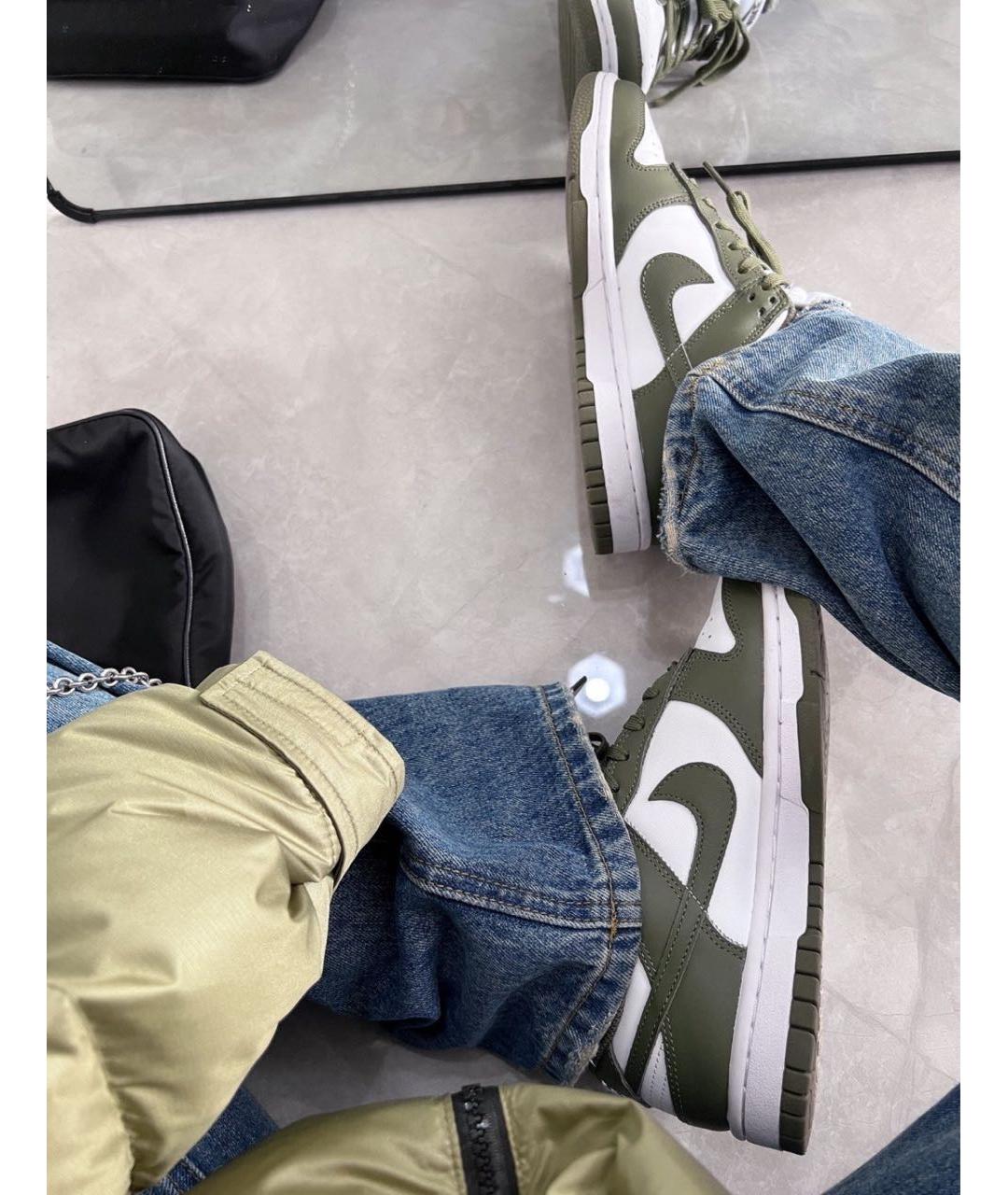 NIKE Хаки кожаные кроссовки, фото 4