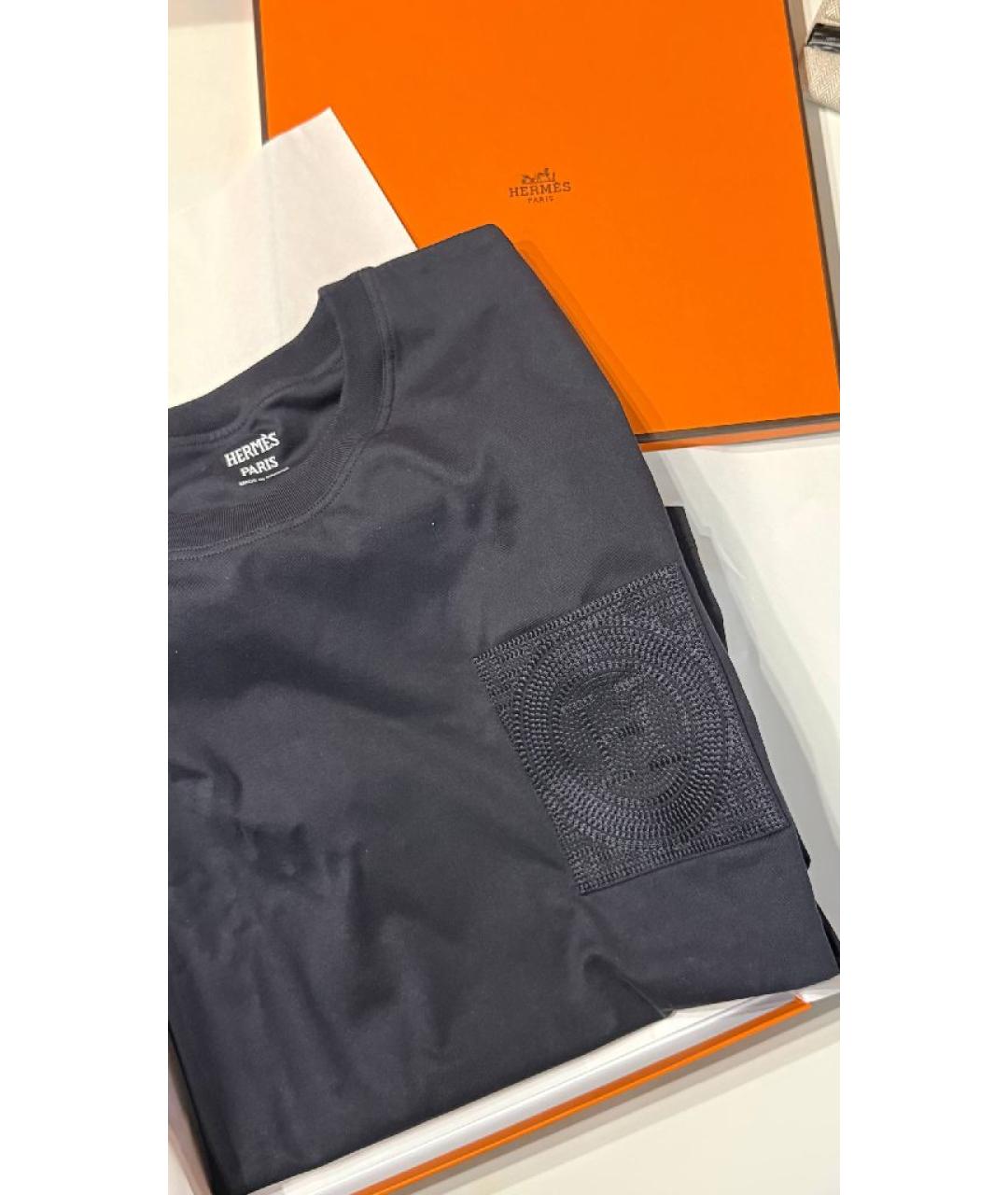 HERMES Черная хлопковая футболка, фото 3