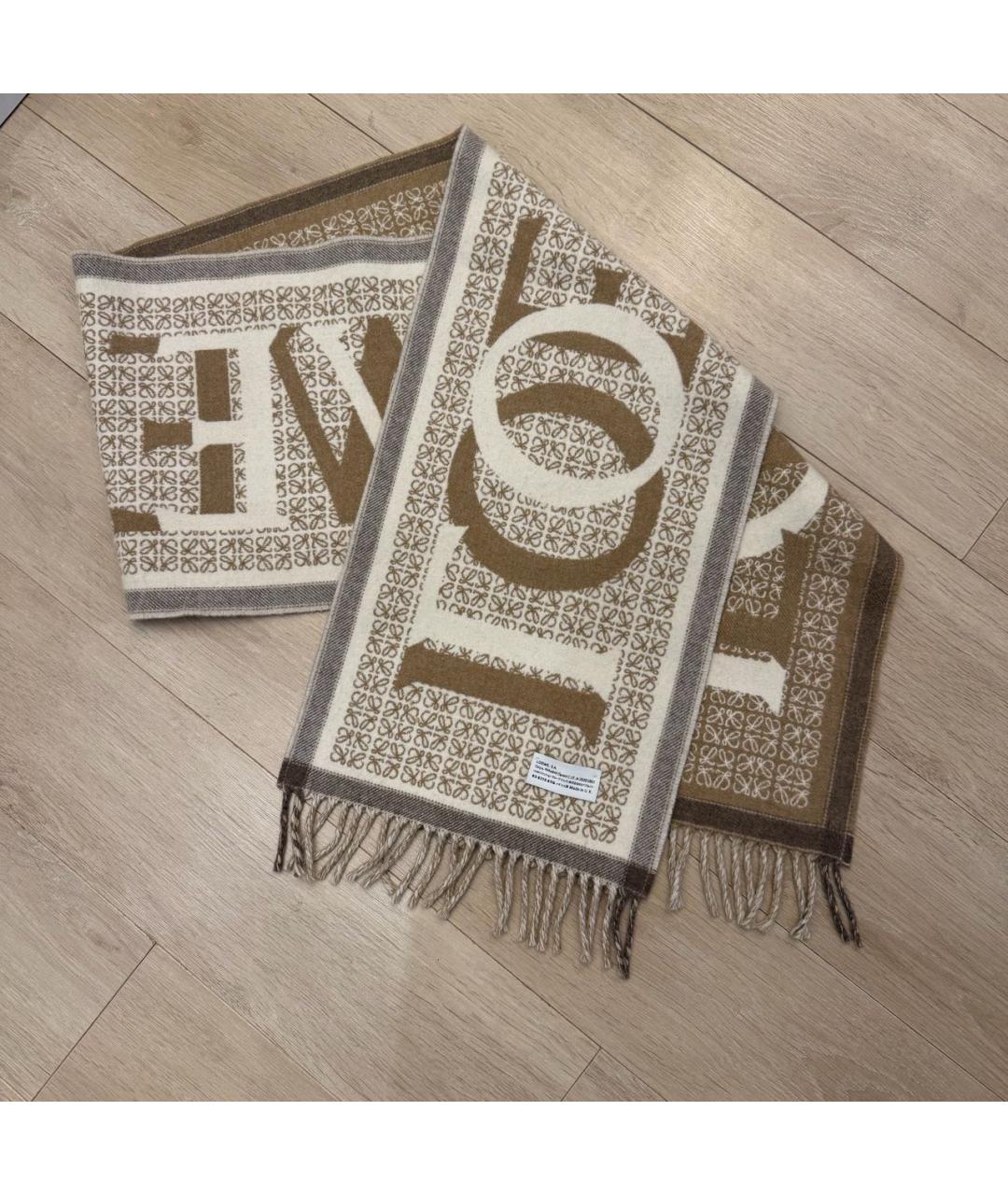 LOEWE Бежевый кашемировый шарф, фото 5