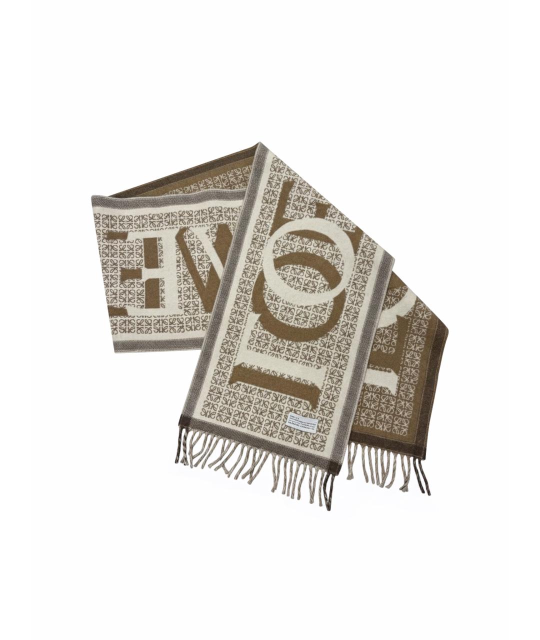 LOEWE Бежевый кашемировый шарф, фото 1