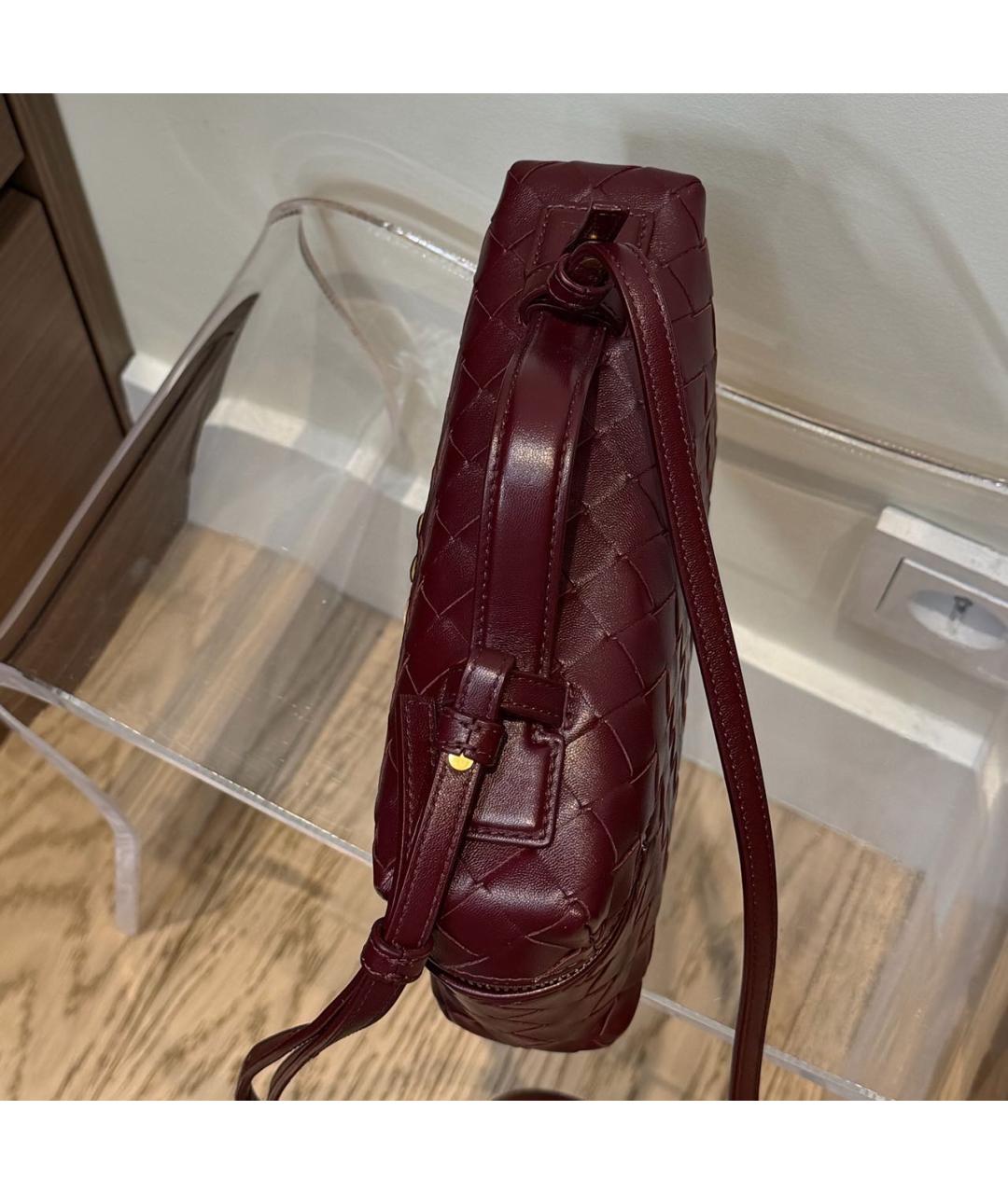 BOTTEGA VENETA Бордовая кожаная сумка через плечо, фото 6