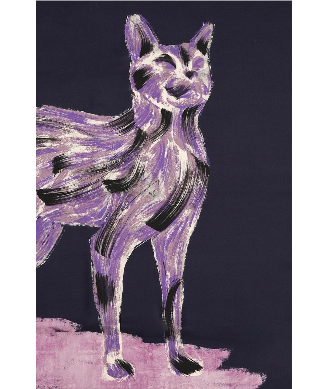 LANVIN Фиолетовый шелковый платок, фото 6