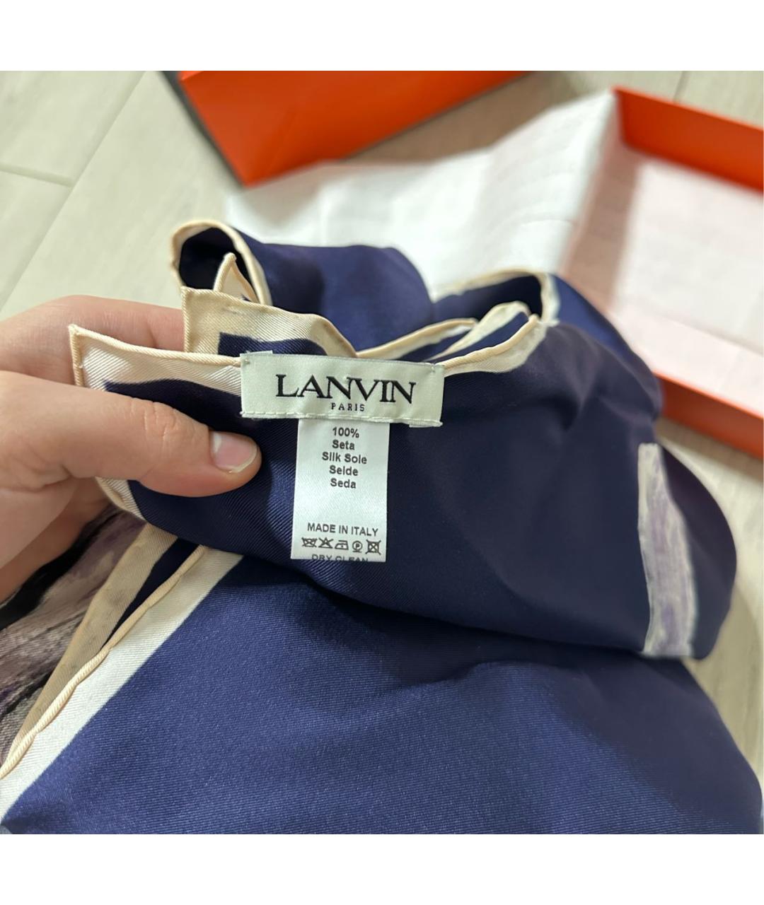 LANVIN Фиолетовый шелковый платок, фото 4