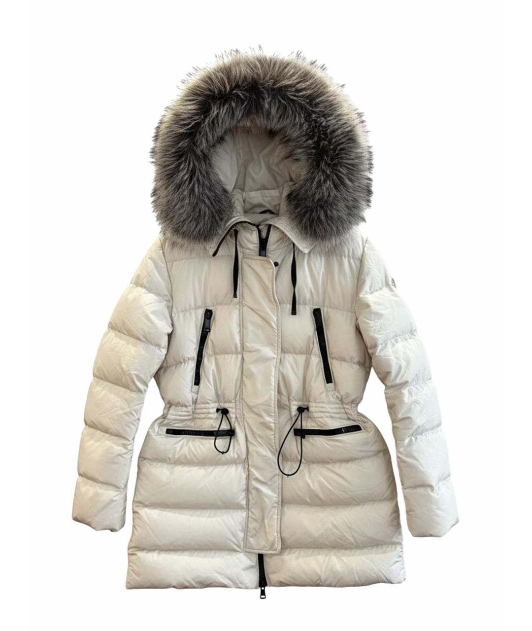 MONCLER Белый атласный пуховик, фото 1