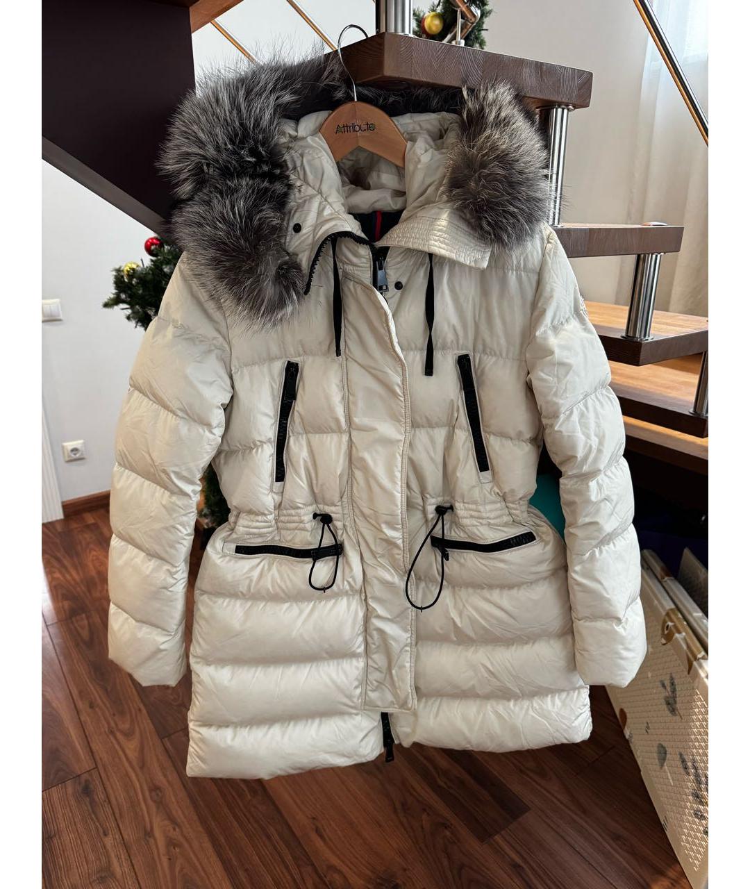 MONCLER Белый атласный пуховик, фото 3