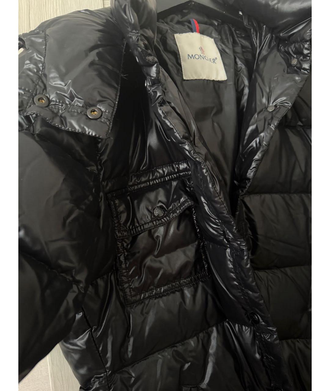 MONCLER Черный полиэстеровый пуховик, фото 4