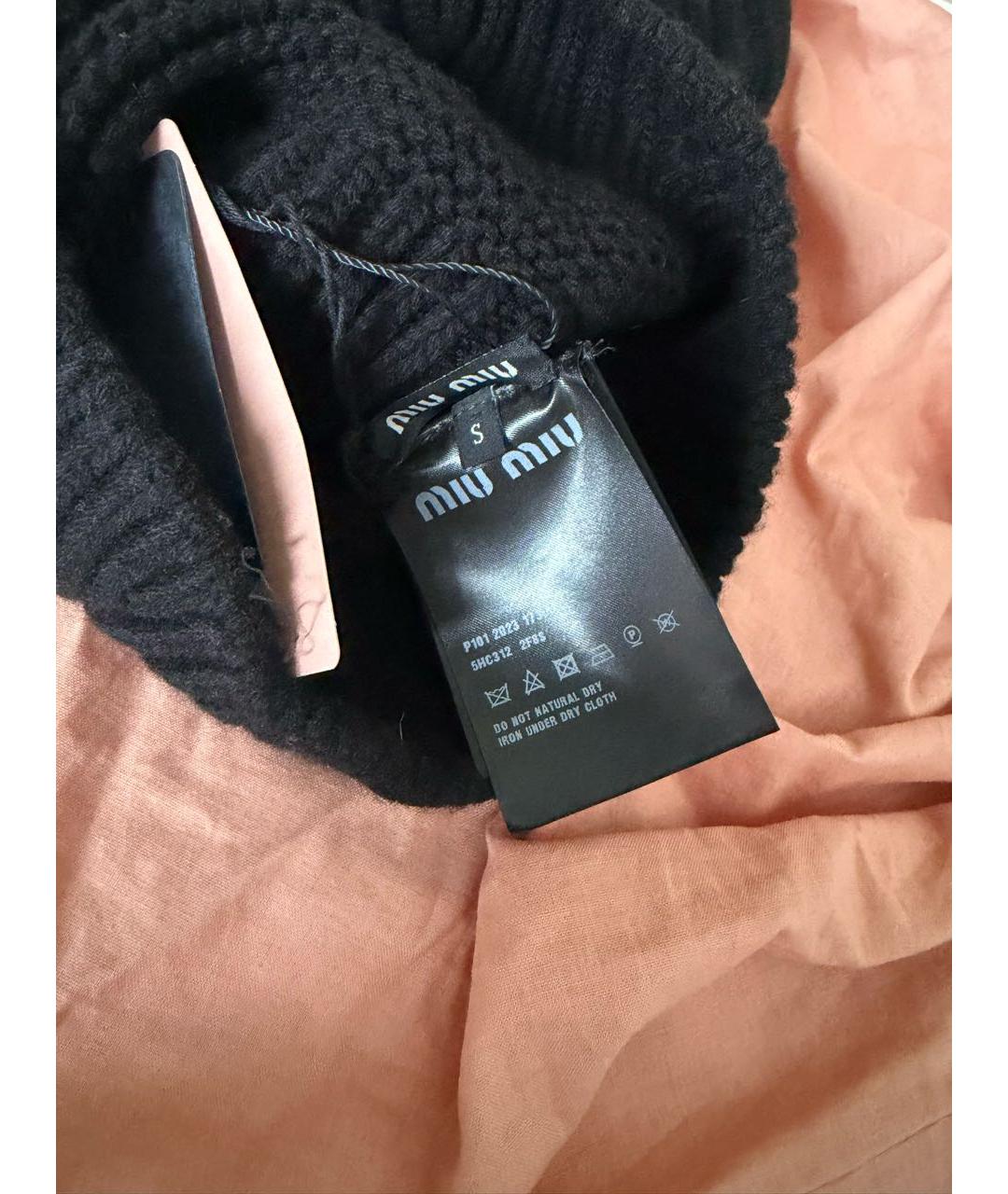 MIU MIU Черная шерстяная шапка, фото 3