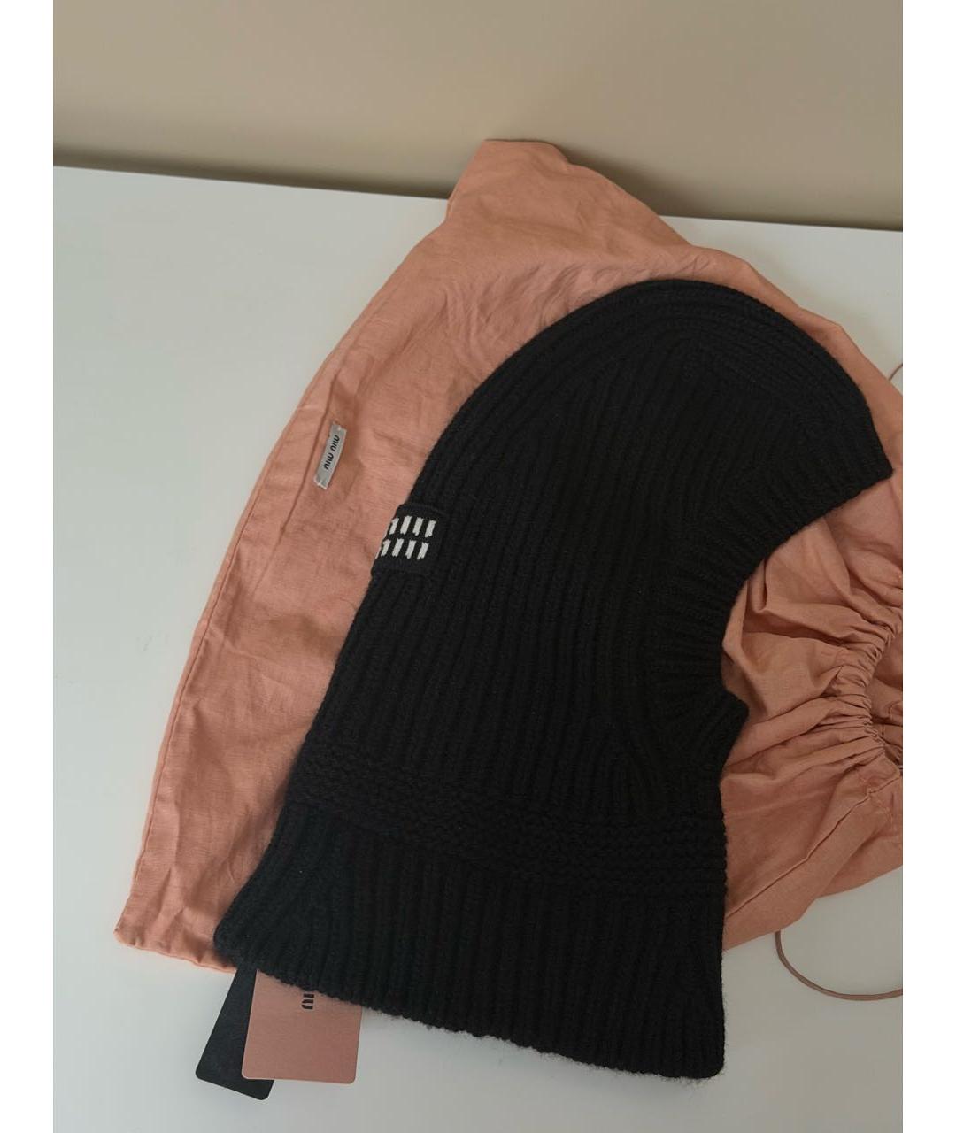 MIU MIU Черная шерстяная шапка, фото 5