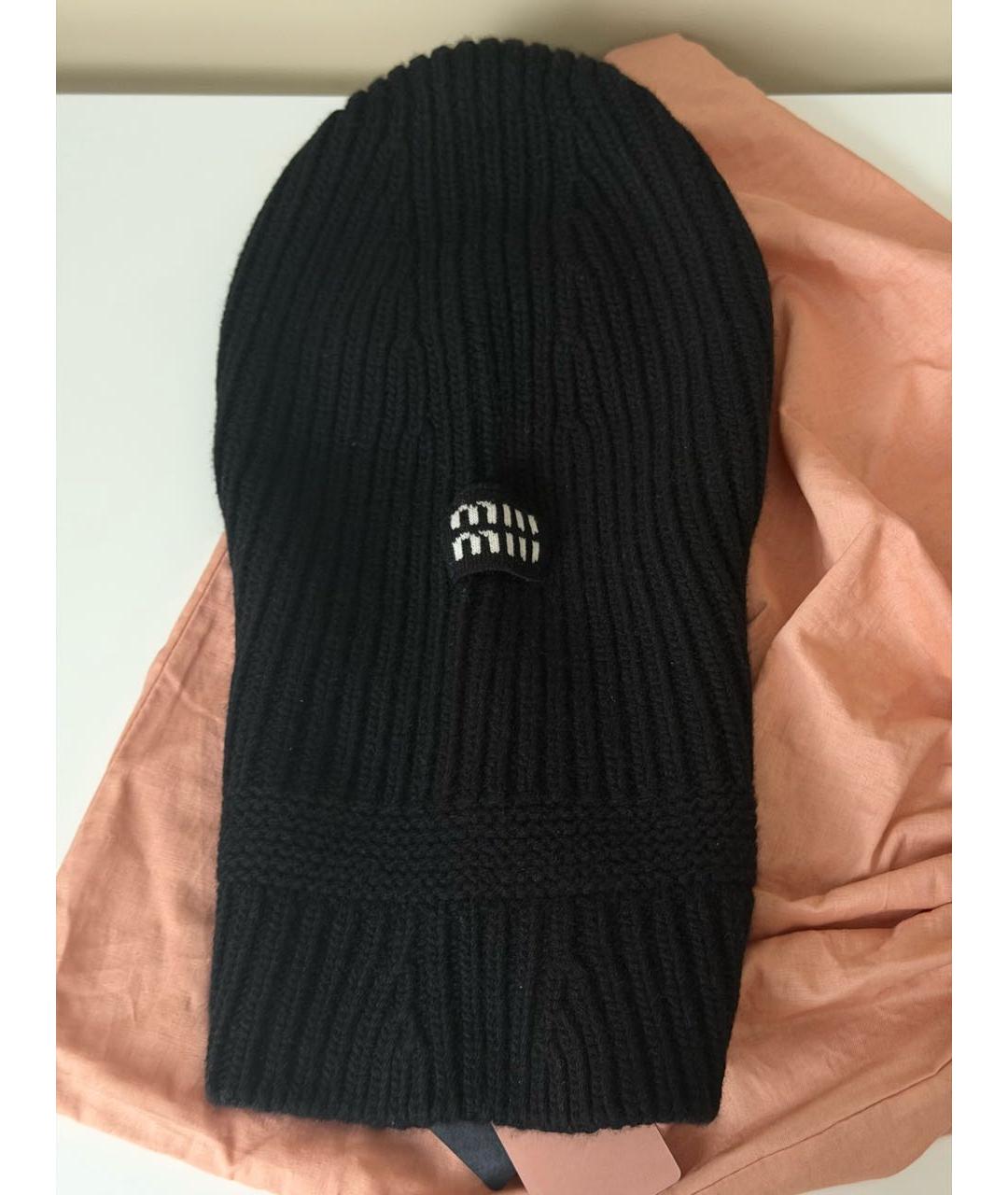 MIU MIU Черная шерстяная шапка, фото 2