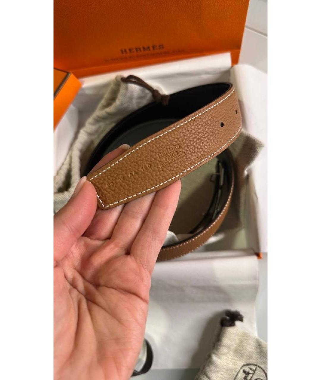 HERMES Черный кожаный ремень, фото 4