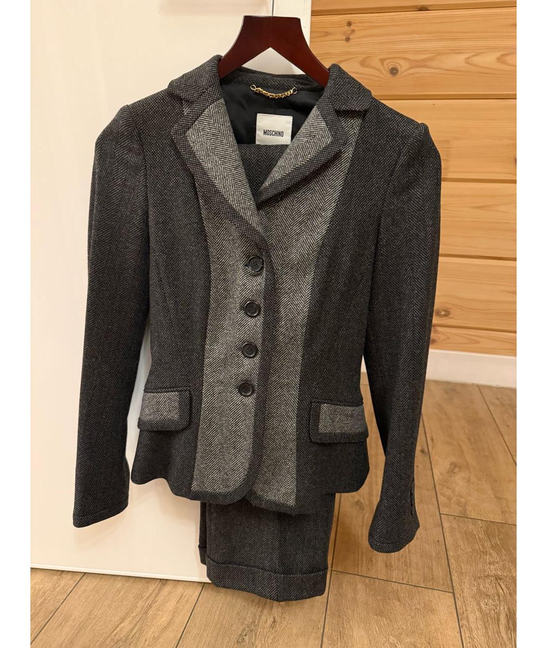 MOSCHINO Антрацитовый шерстяной жакет/пиджак, фото 3