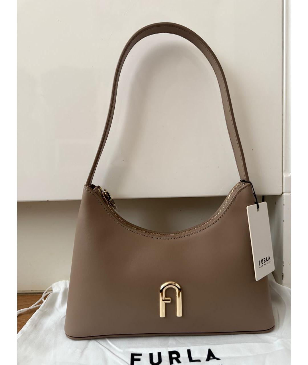 FURLA Коричневая кожаная сумка с короткими ручками, фото 8