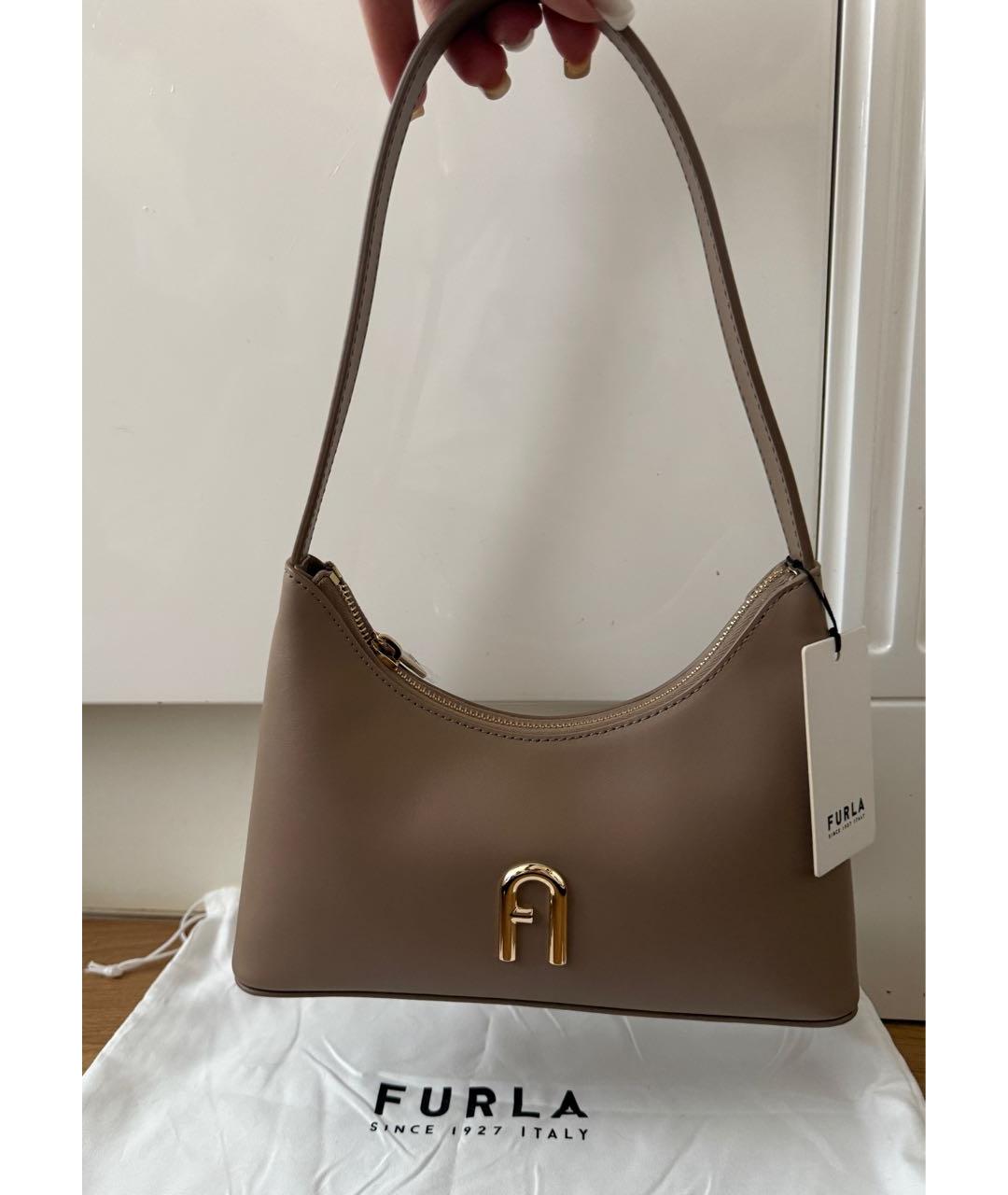 FURLA Коричневая кожаная сумка с короткими ручками, фото 6