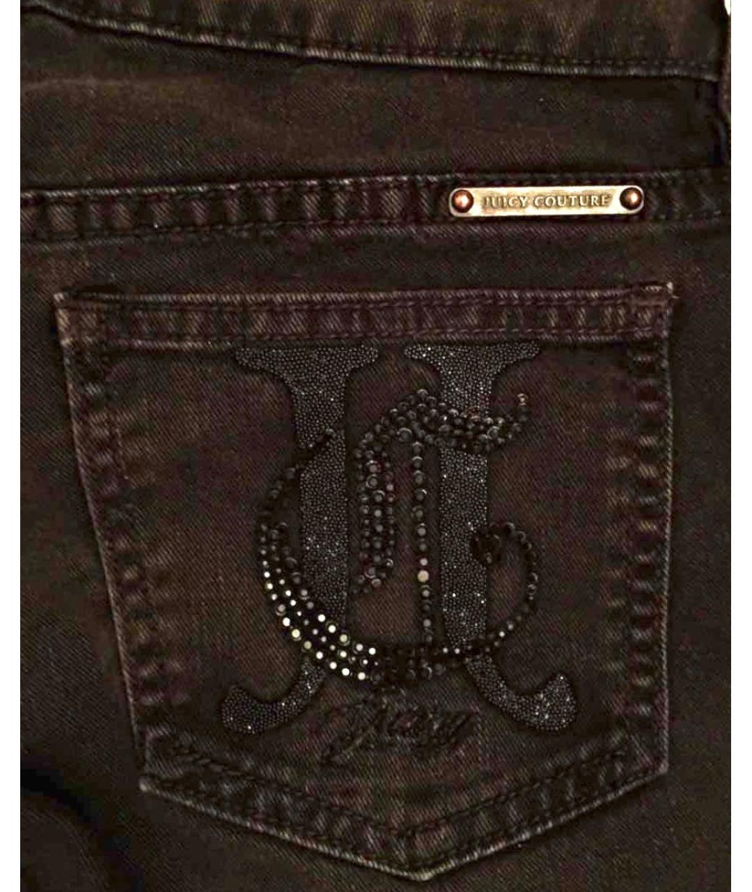 JUICY COUTURE Черные хлопко-эластановые прямые джинсы, фото 4