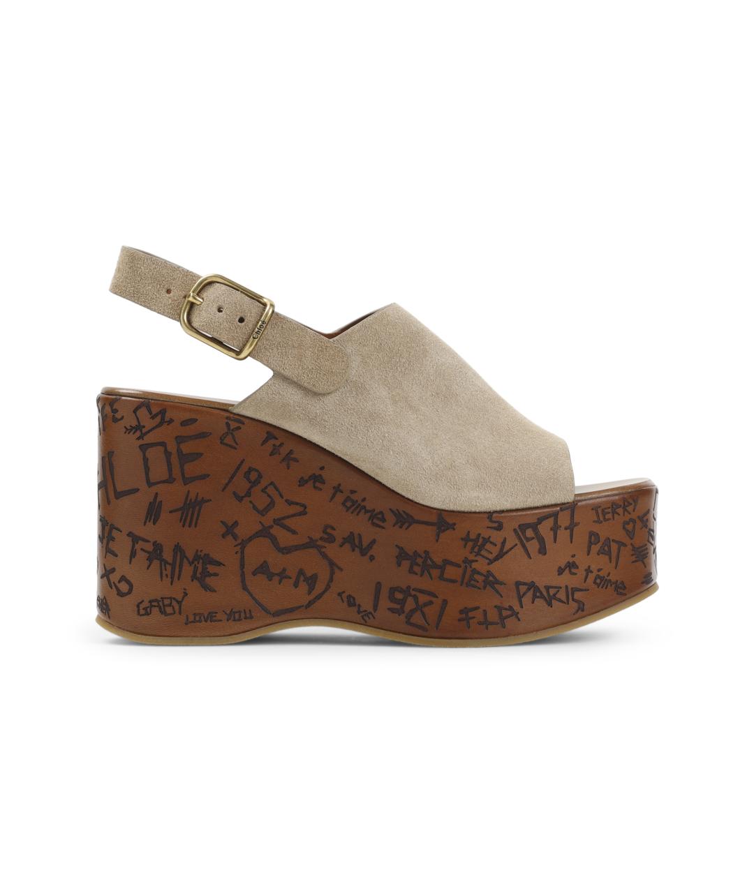 CHLOE Бежевые замшевые босоножки, фото 1